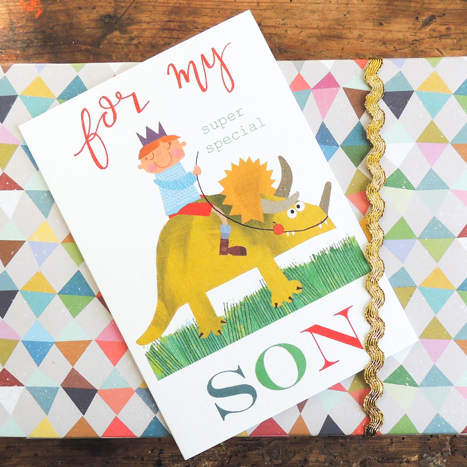 BY06 dinosaur son greetings card