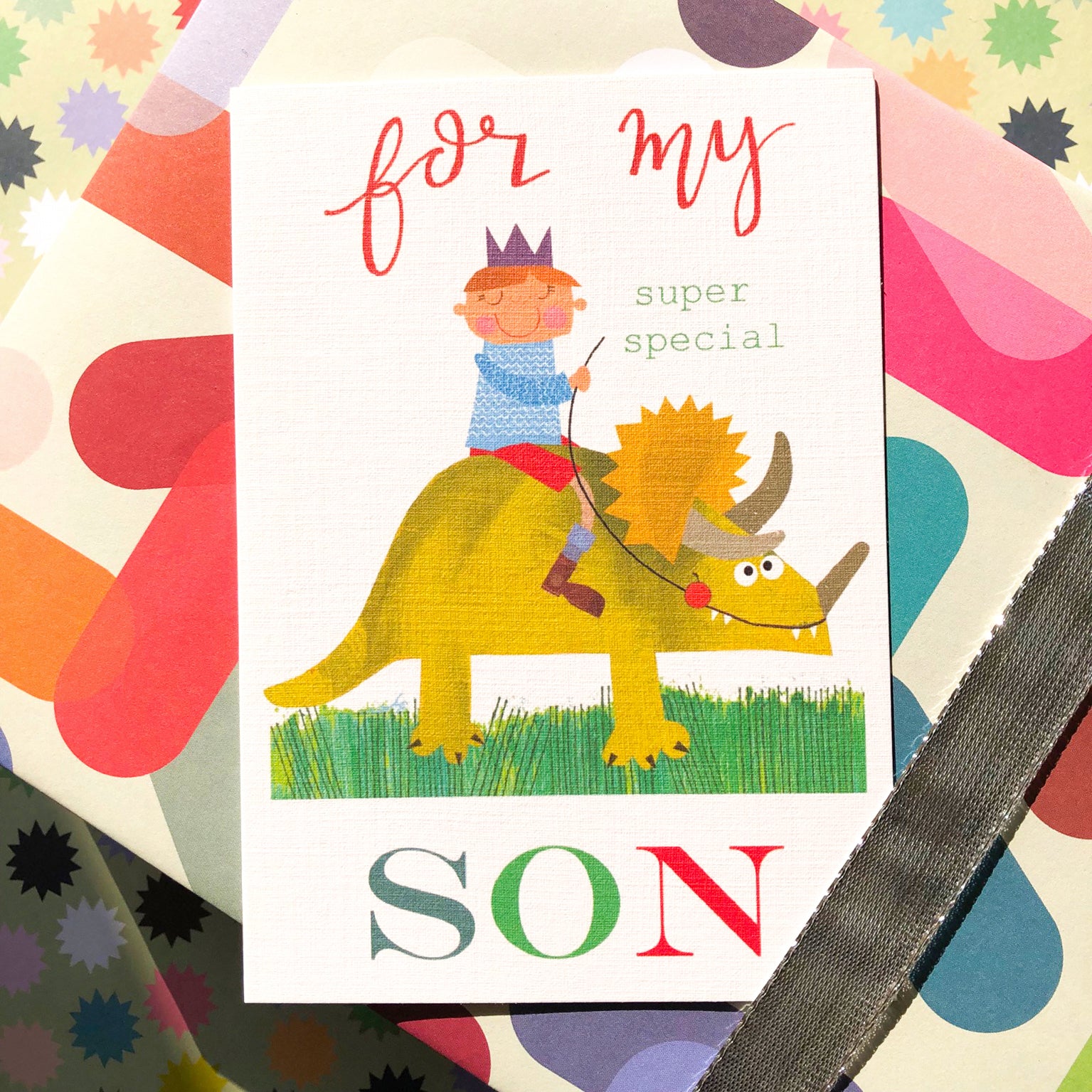 BY06 dinosaur son greetings card