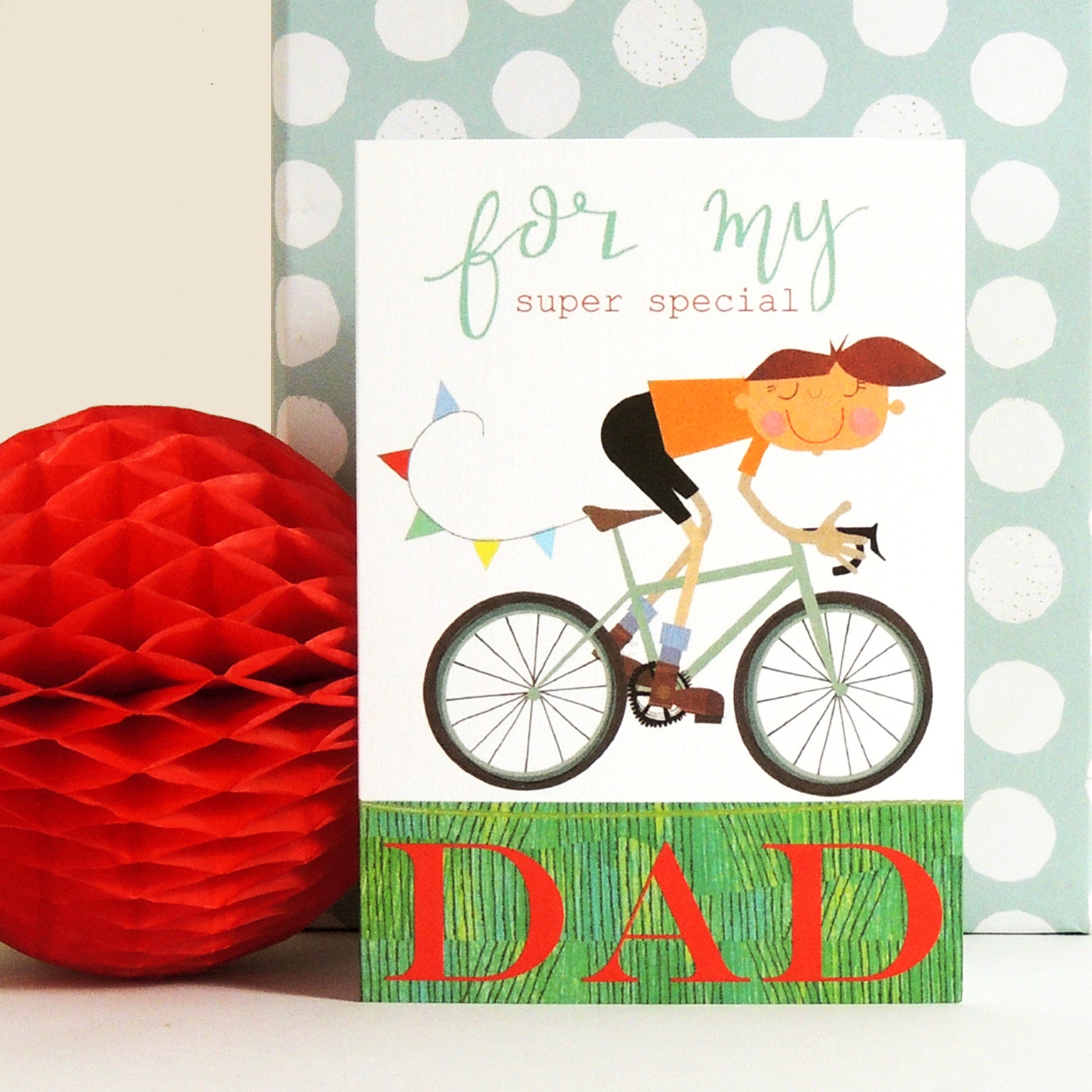 BY11 bicycling dad greetings card