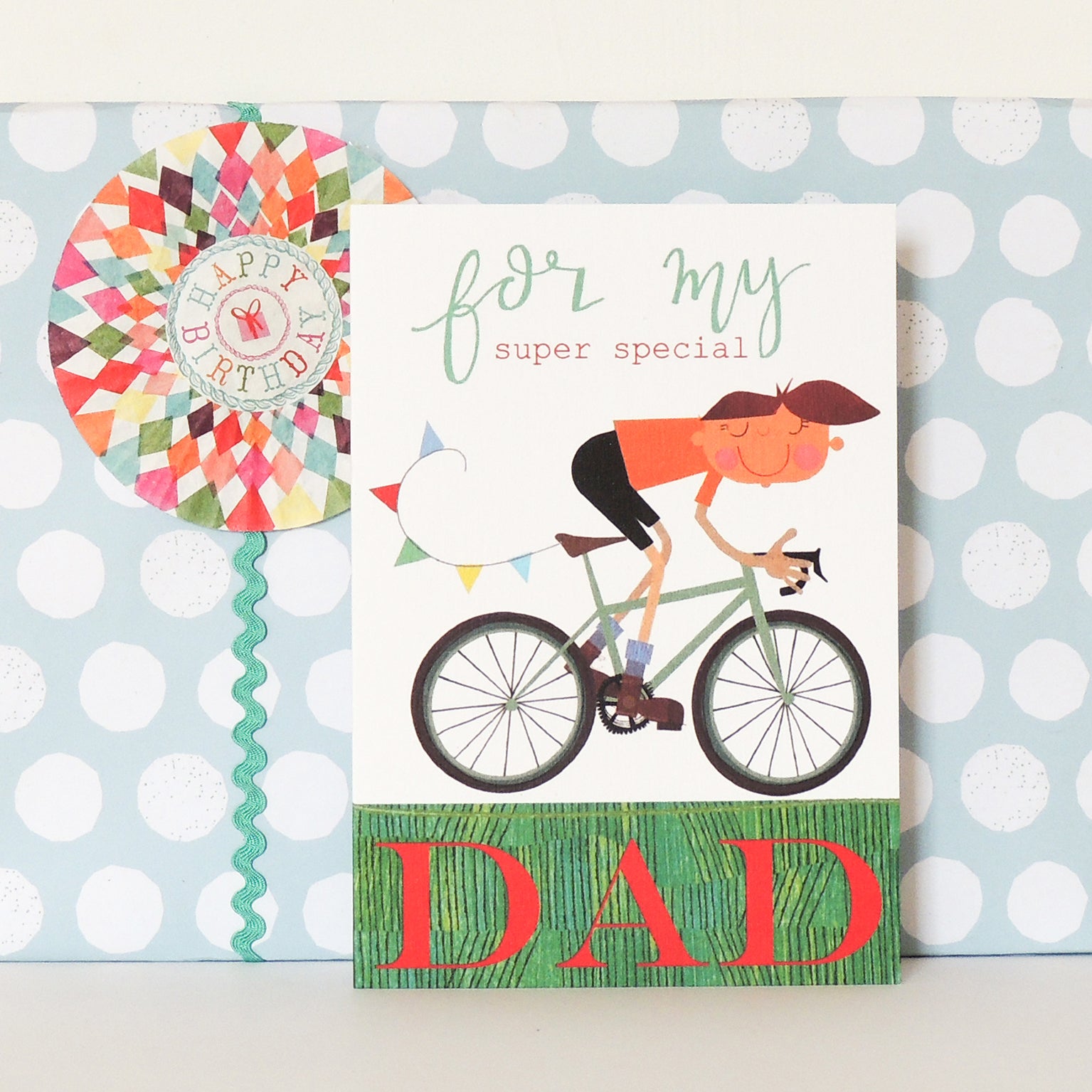 BY11 bicycling dad greetings card