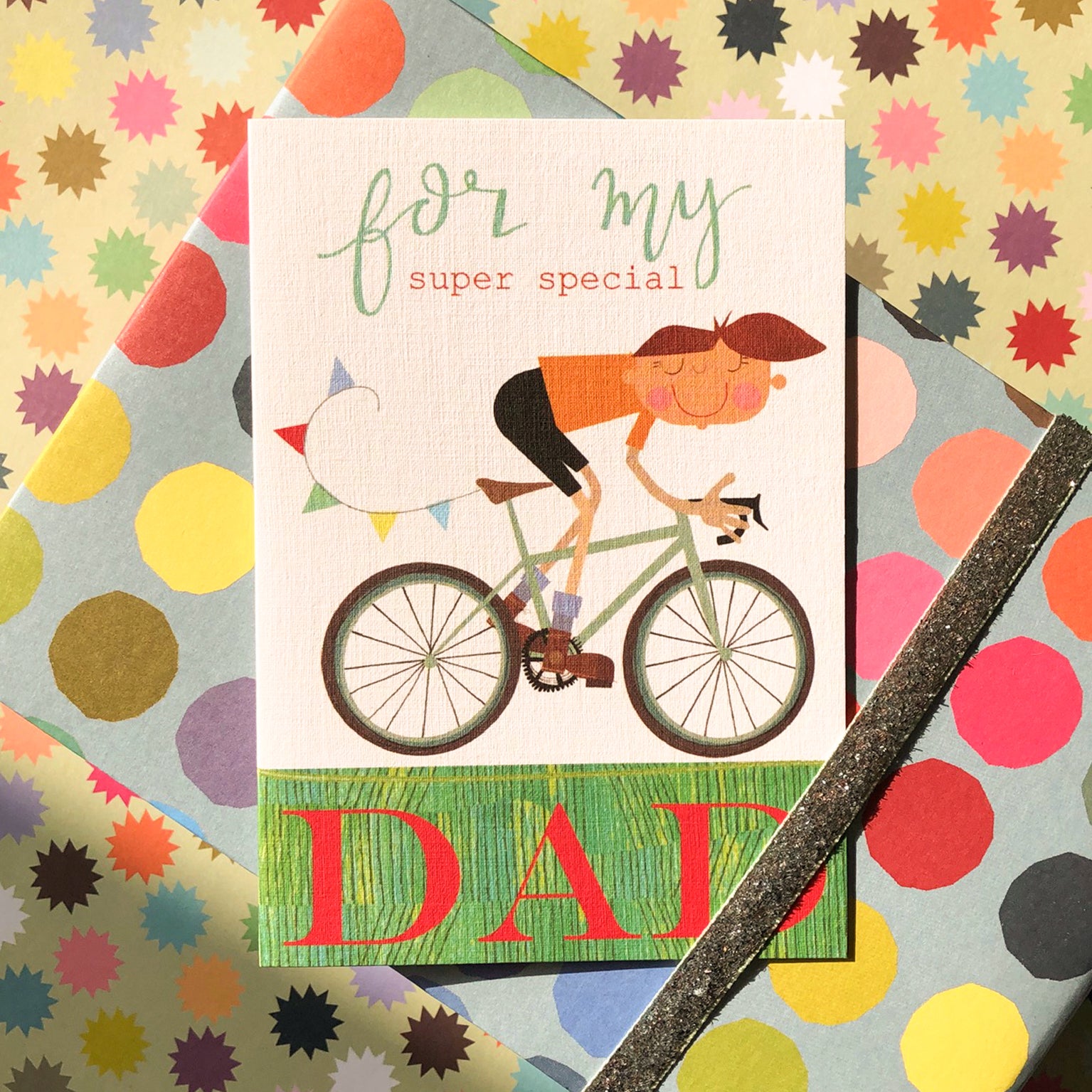 BY11 bicycling dad greetings card