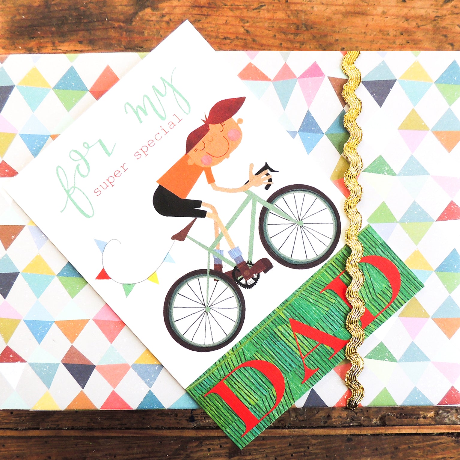 BY11 bicycling dad greetings card