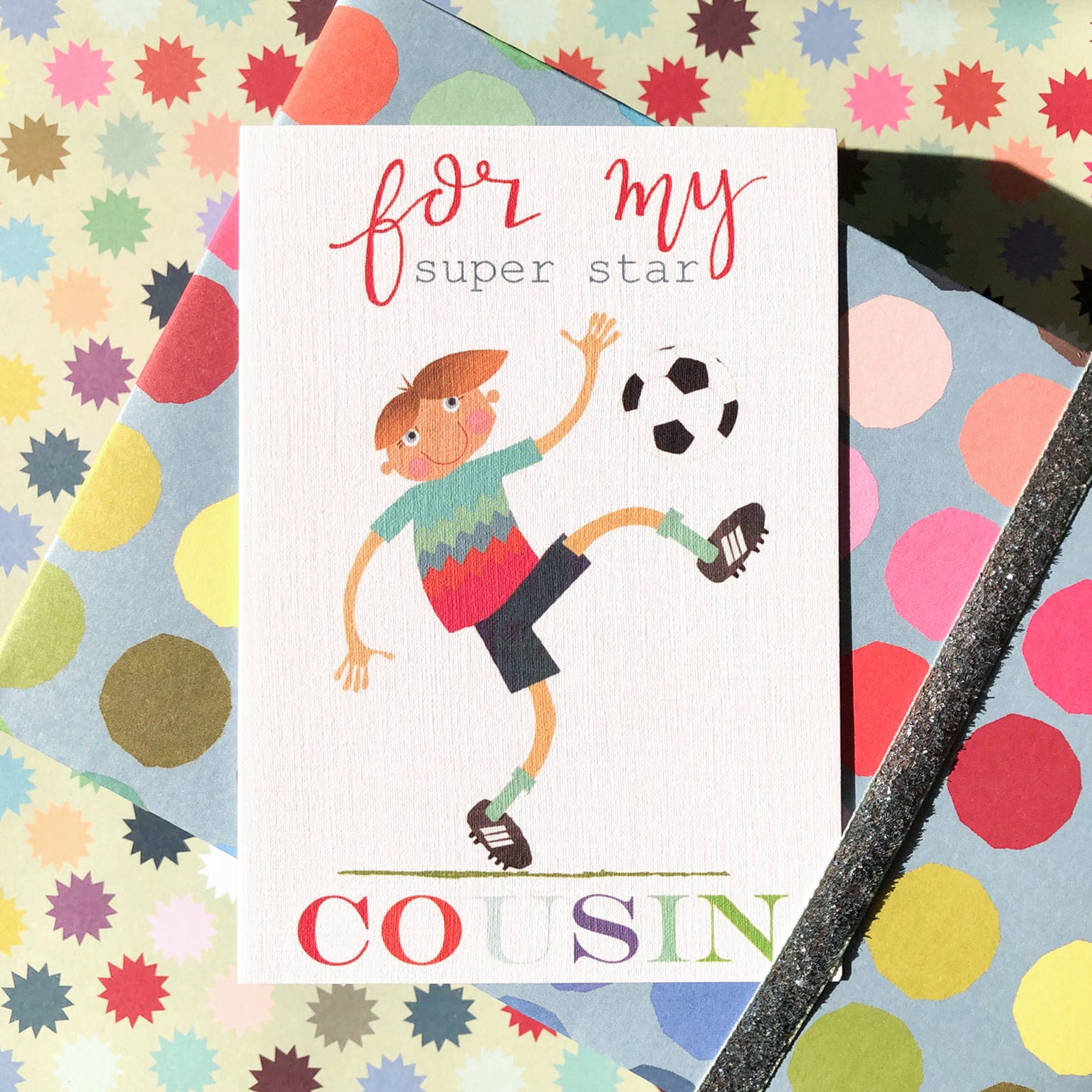 BY16 football cousin greetings card