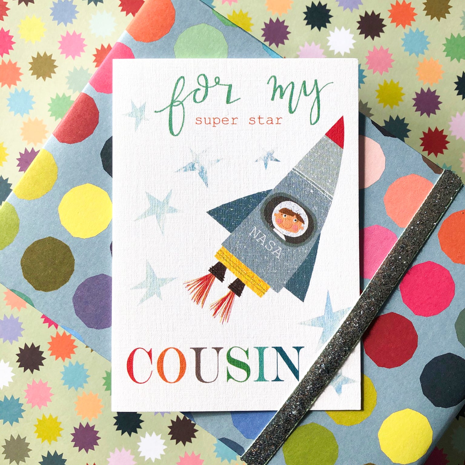 rocket cousin greetings card