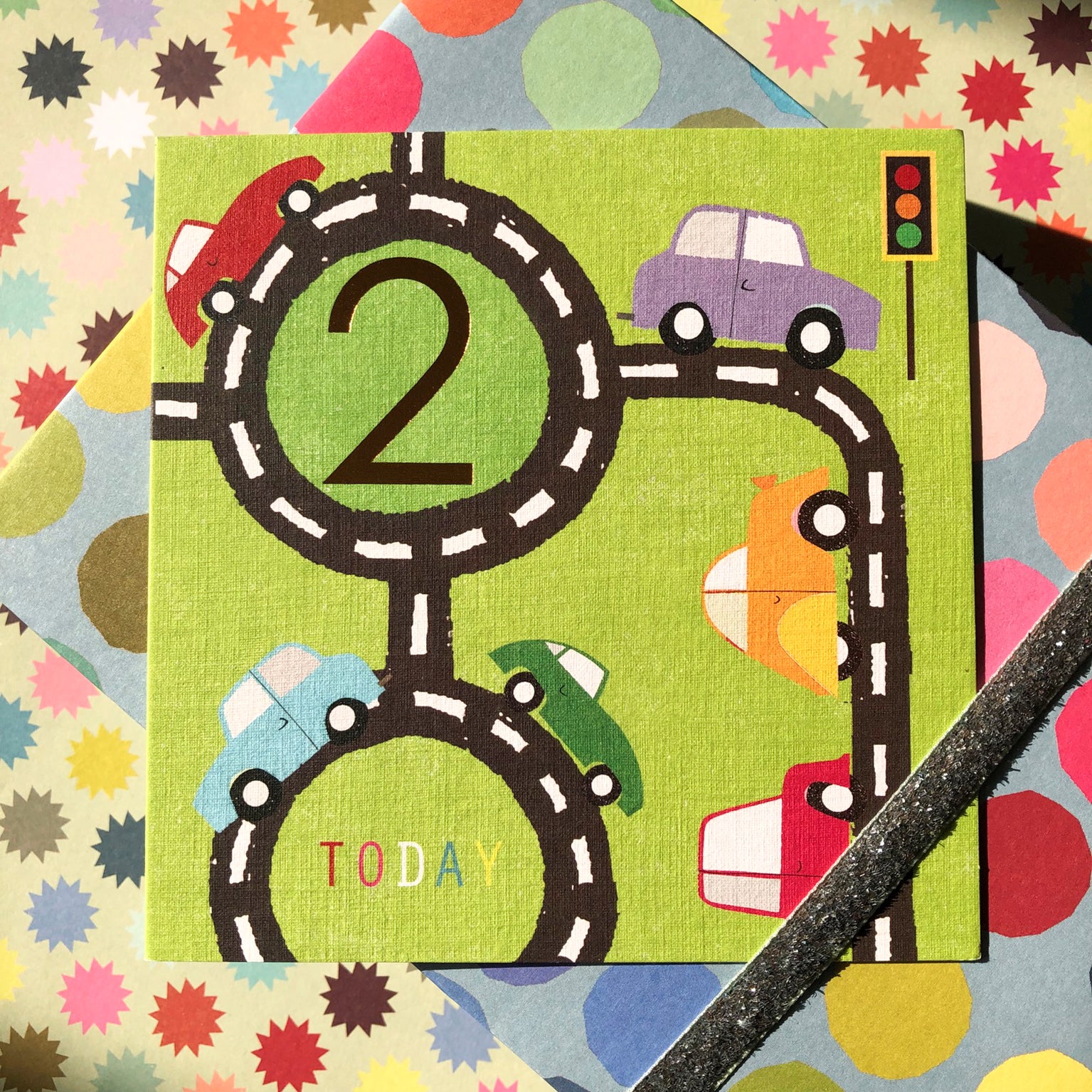 CP02 copper foiled road 2nd birthday card