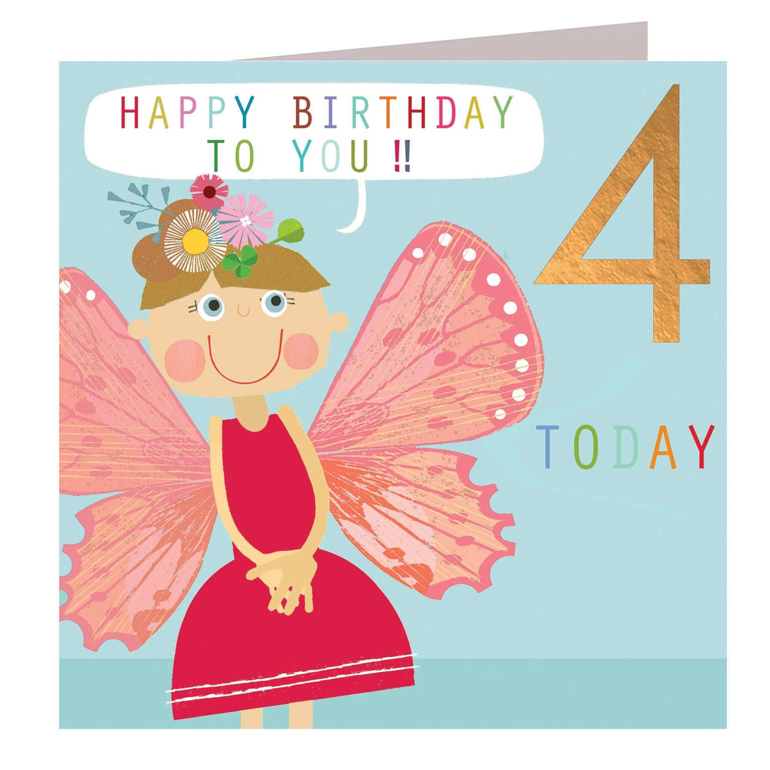 CP10 copper foiled butterfly 4th birthday card