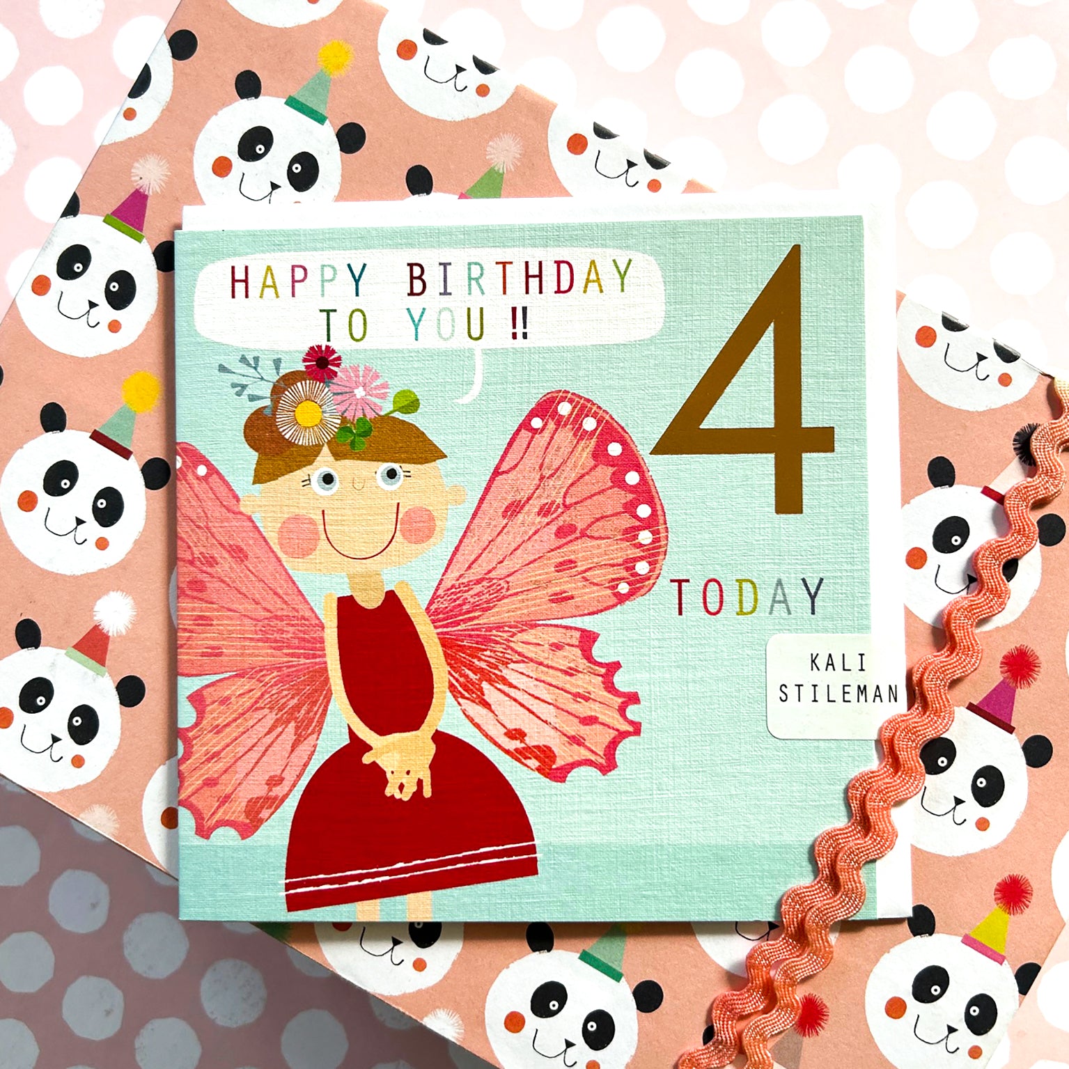 CP10 copper foiled butterfly 4th birthday card