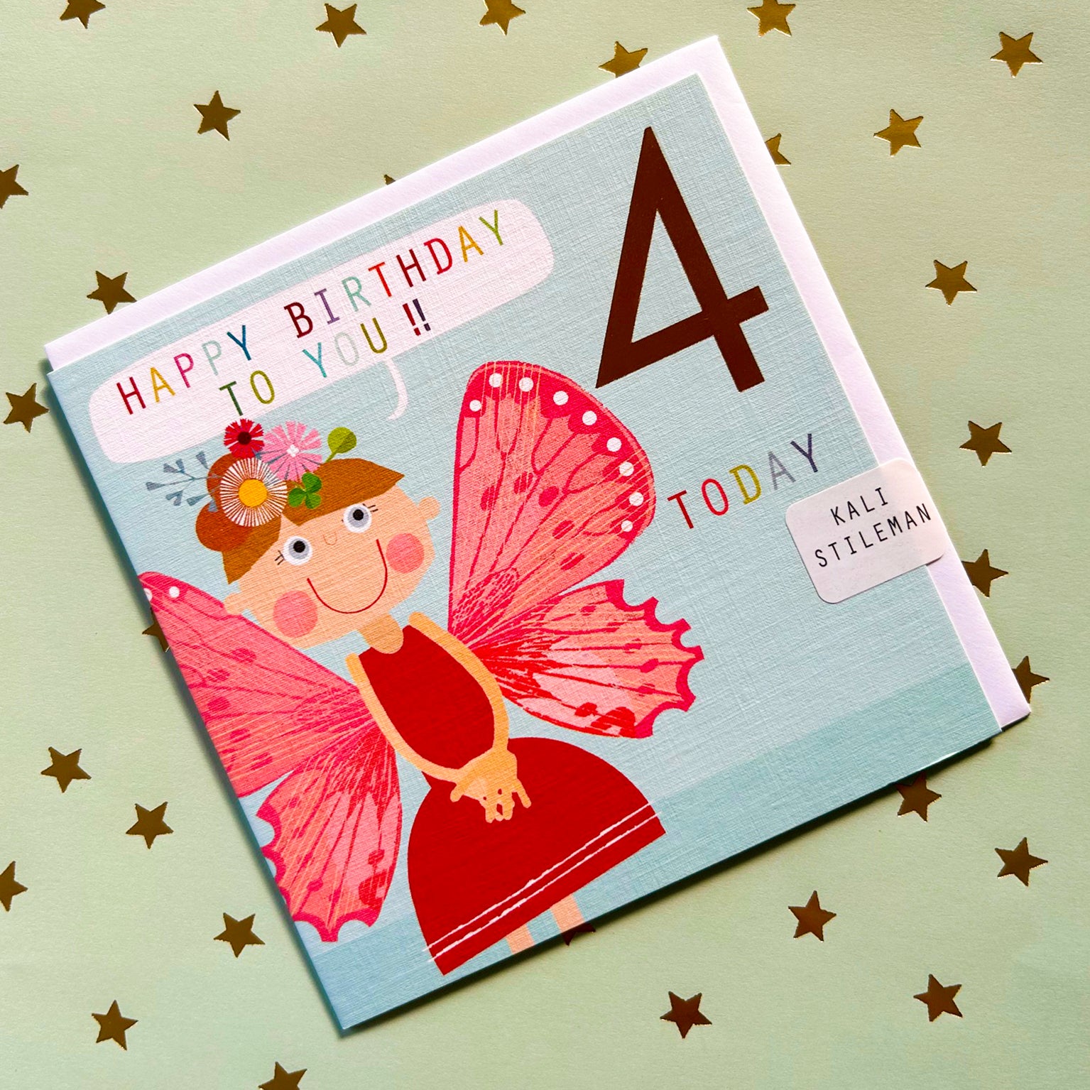 CP10 copper foiled butterfly 4th birthday card