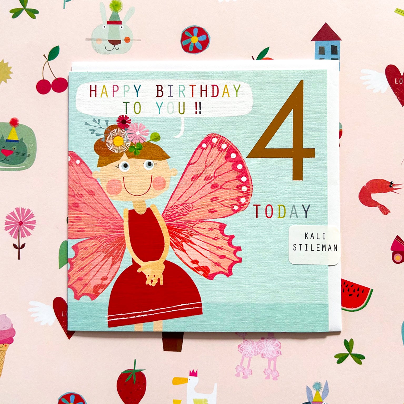 CP10 copper foiled butterfly 4th birthday card