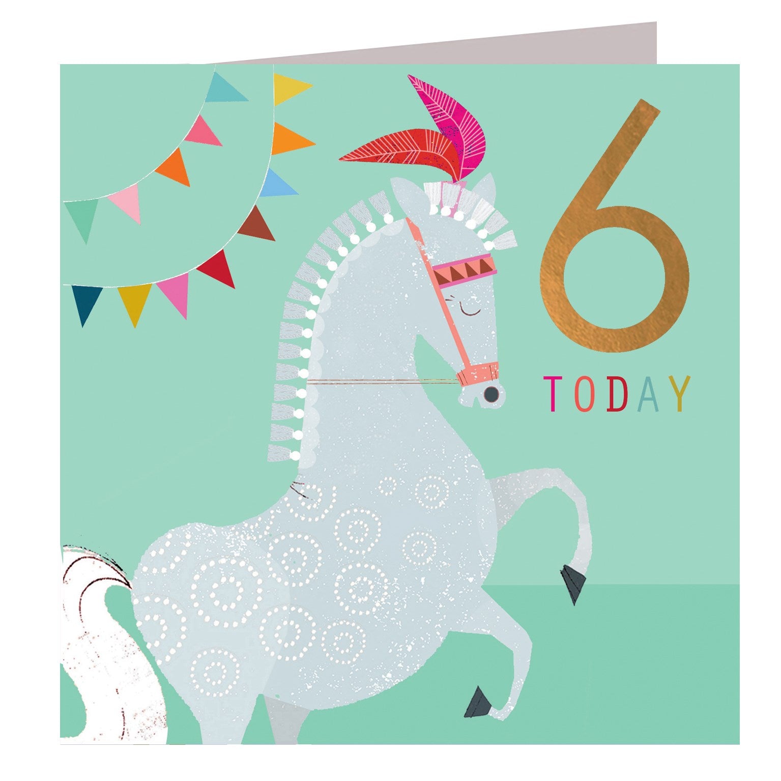 CP12 copper foiled horse 6th birthday card