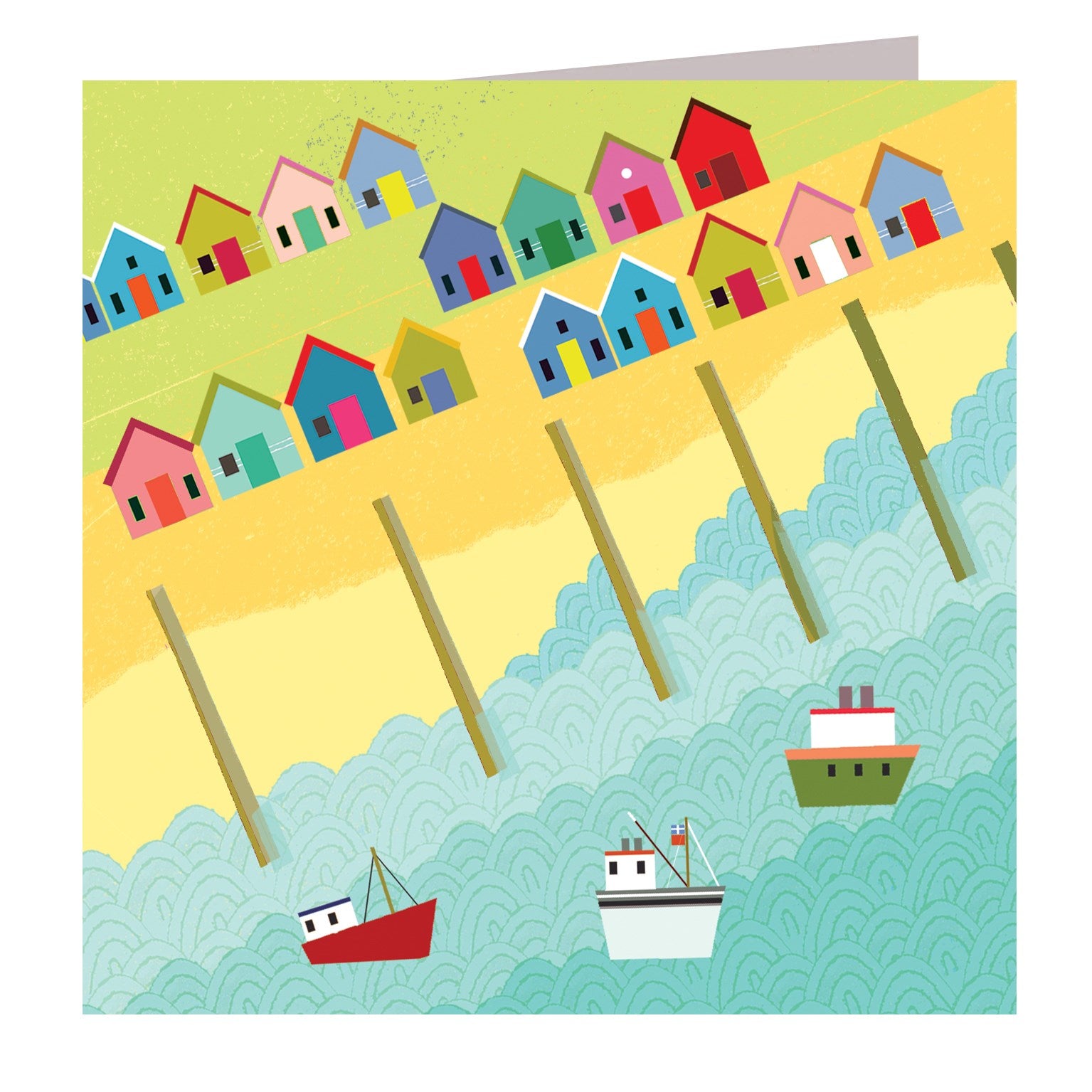 CT08 beach huts greetings card