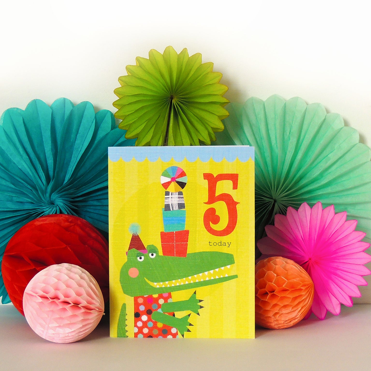 CTW05 mini crocodile 5th birthday card