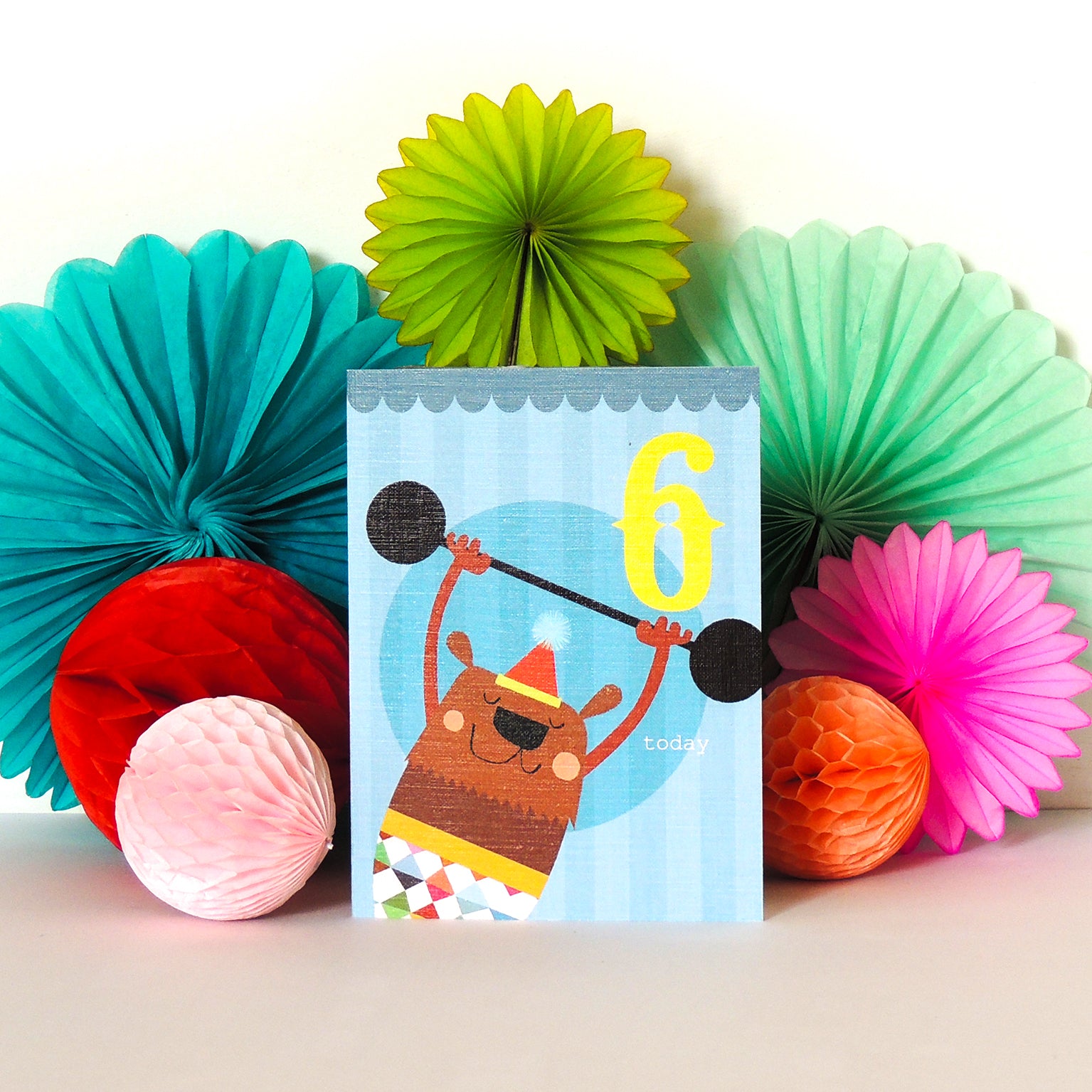 CTW06 mini bear 6th birthday card