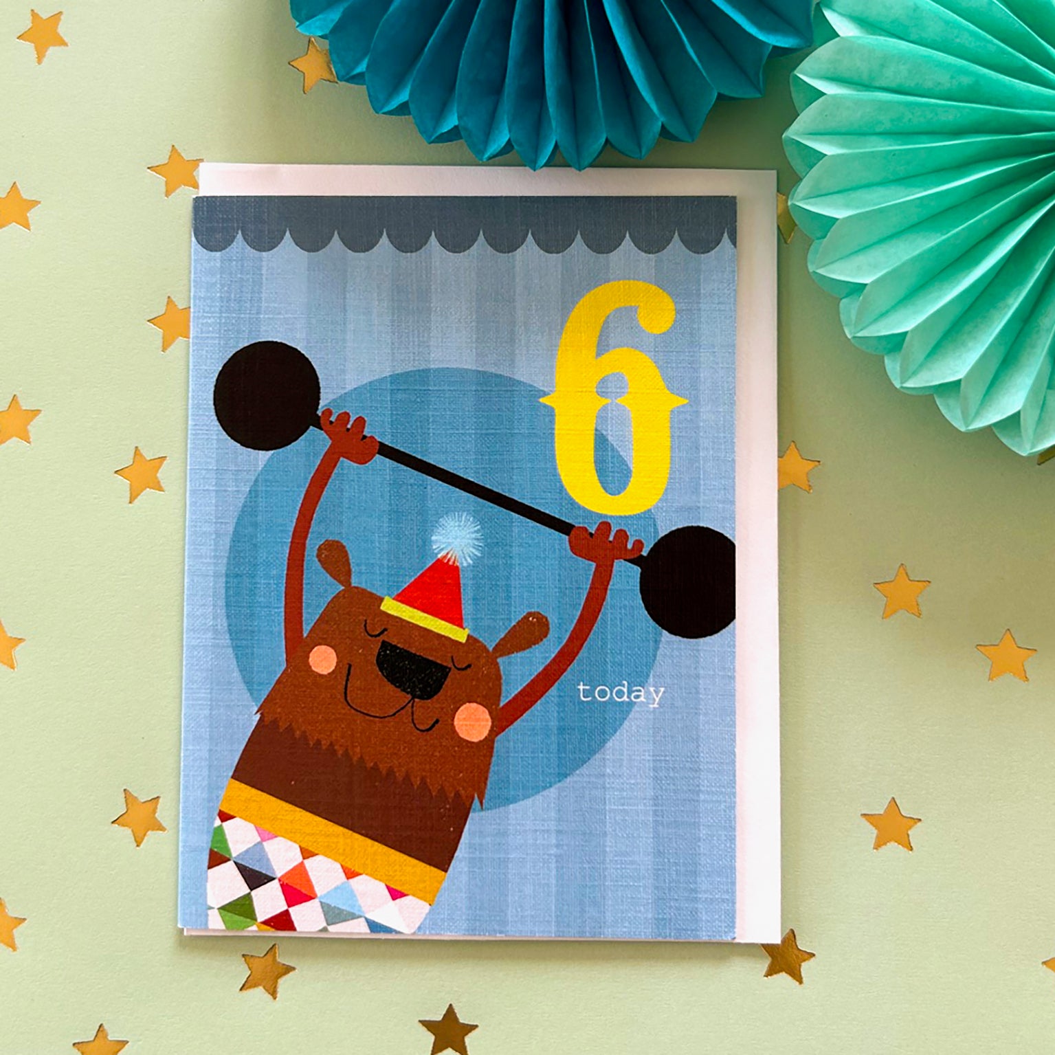 CTW06 mini bear 6th birthday card