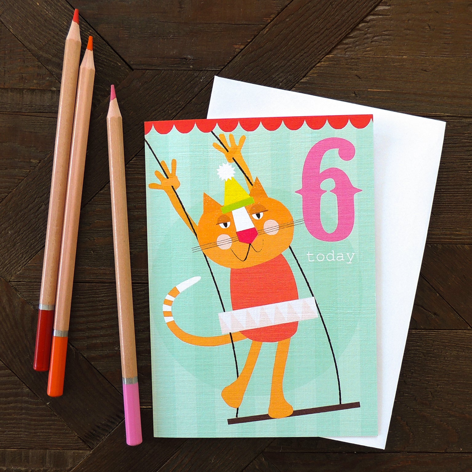 CTW12 mini cat 6th birthday card