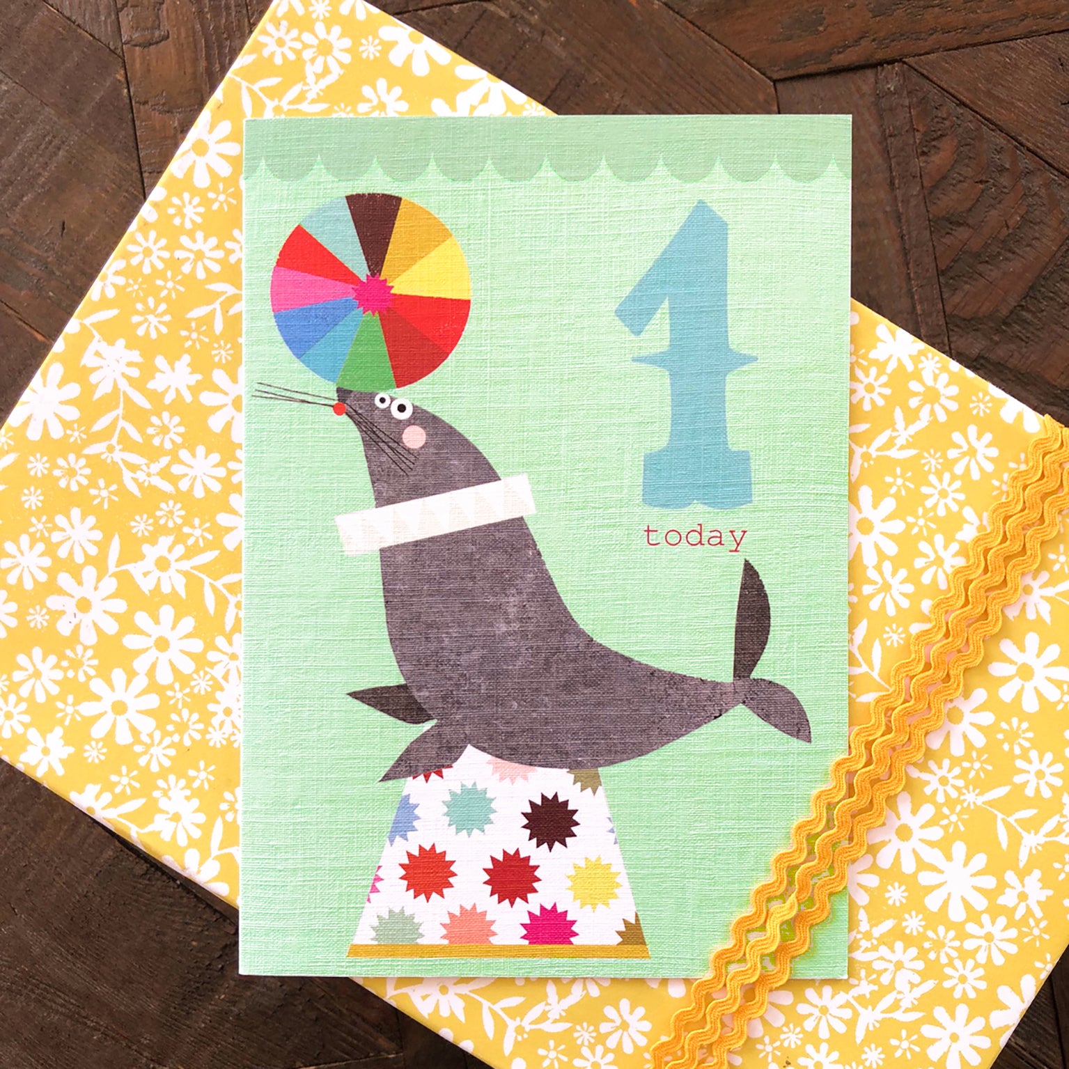 CZ01 seal 1st birthday card