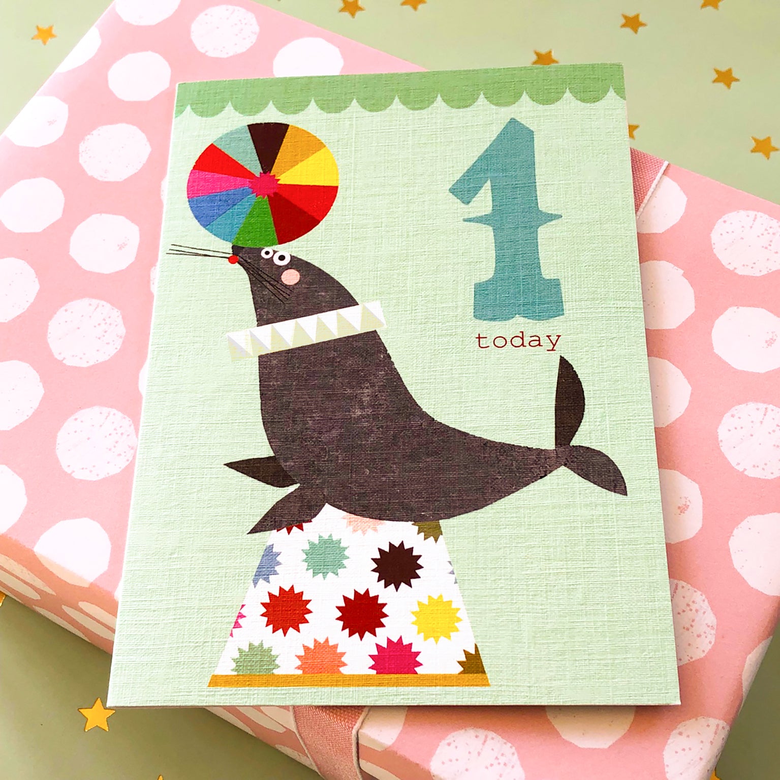 CZ01 seal 1st birthday card