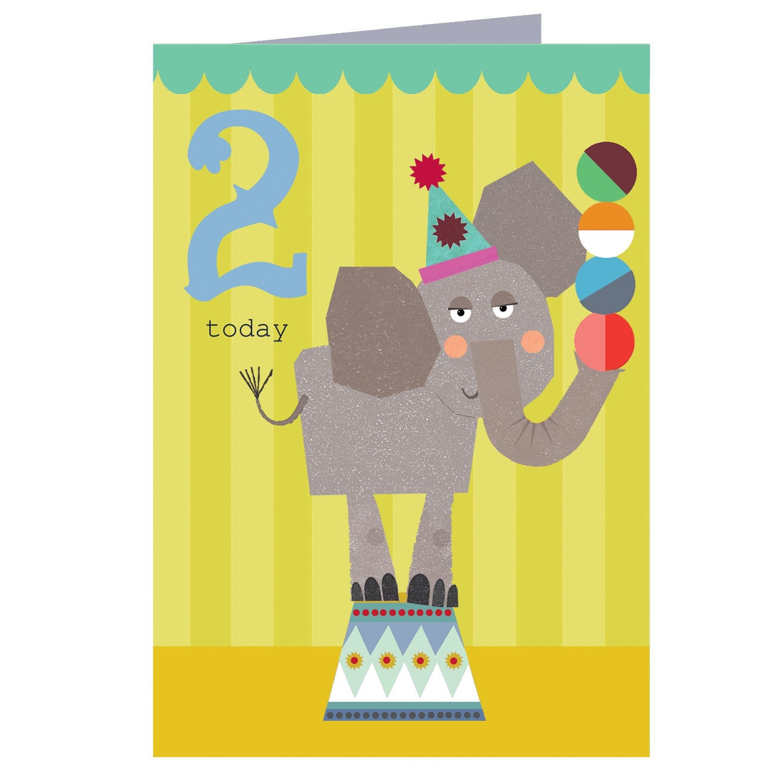 CZ02 elephant 2nd birthday card