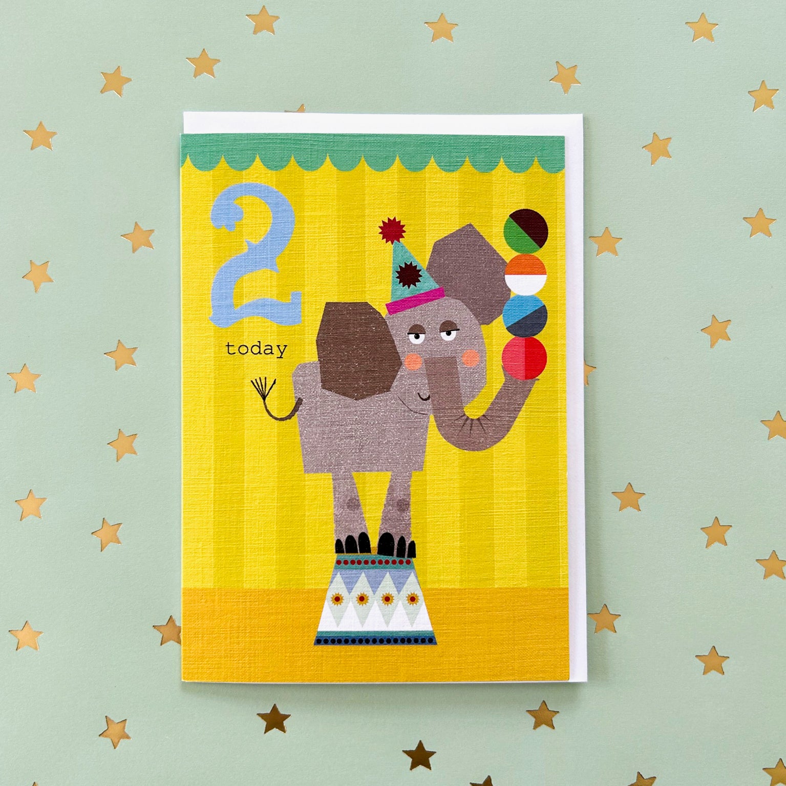 CZ02 elephant 2nd birthday card