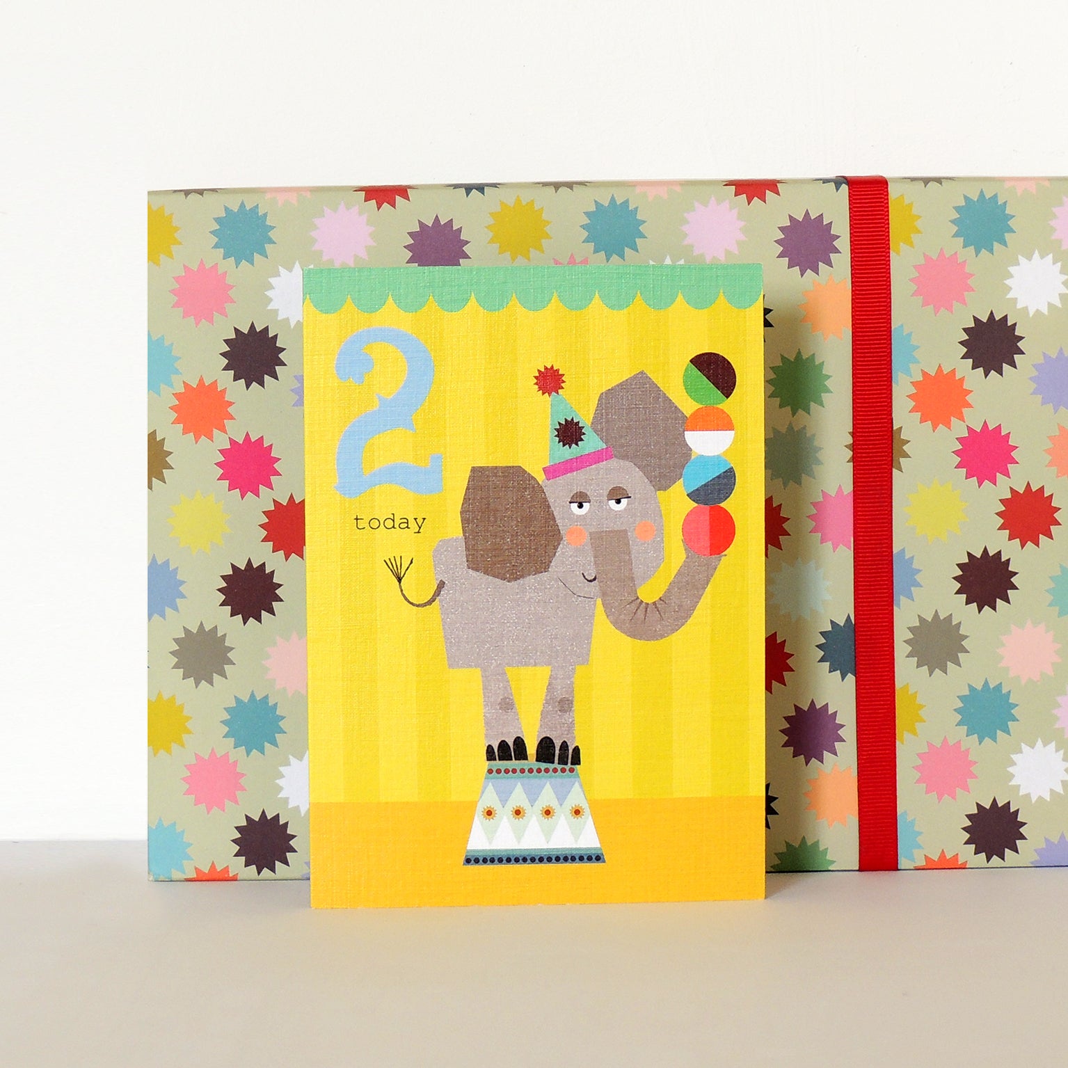 CZ02 elephant 2nd birthday card