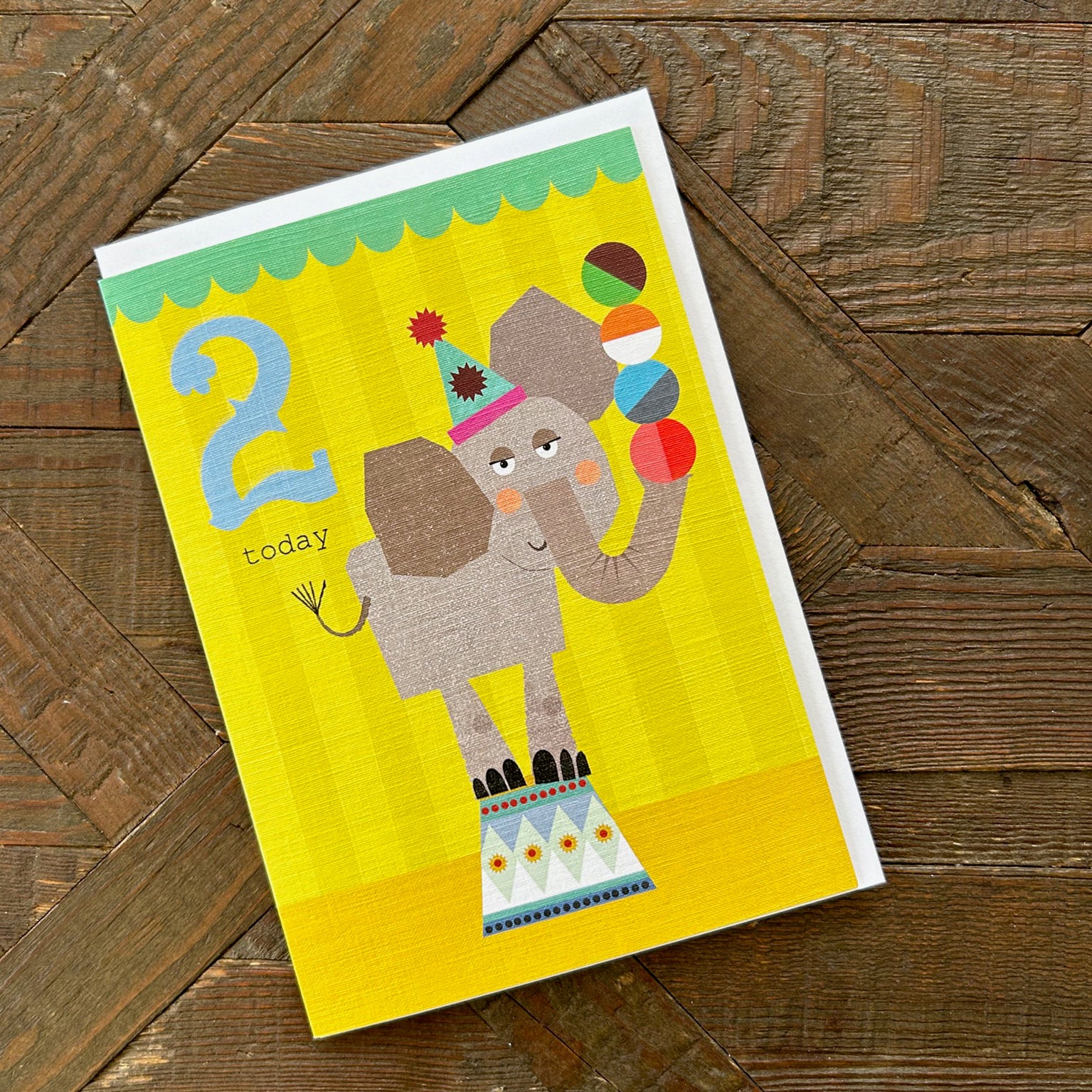 CZ02 elephant 2nd birthday card