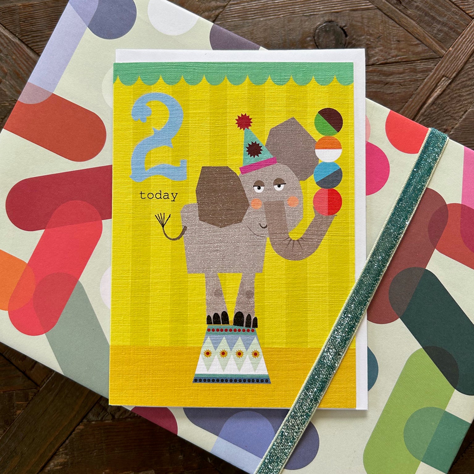 CZ02 elephant 2nd birthday card