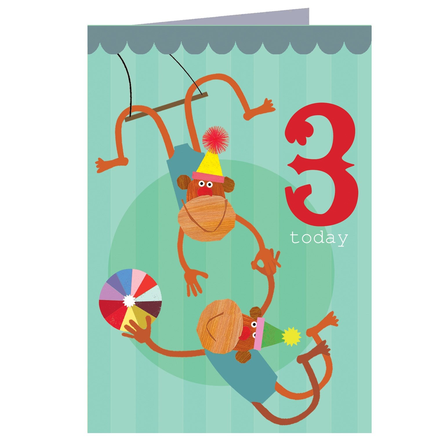 CZ03 monkeys 3rd birthday card