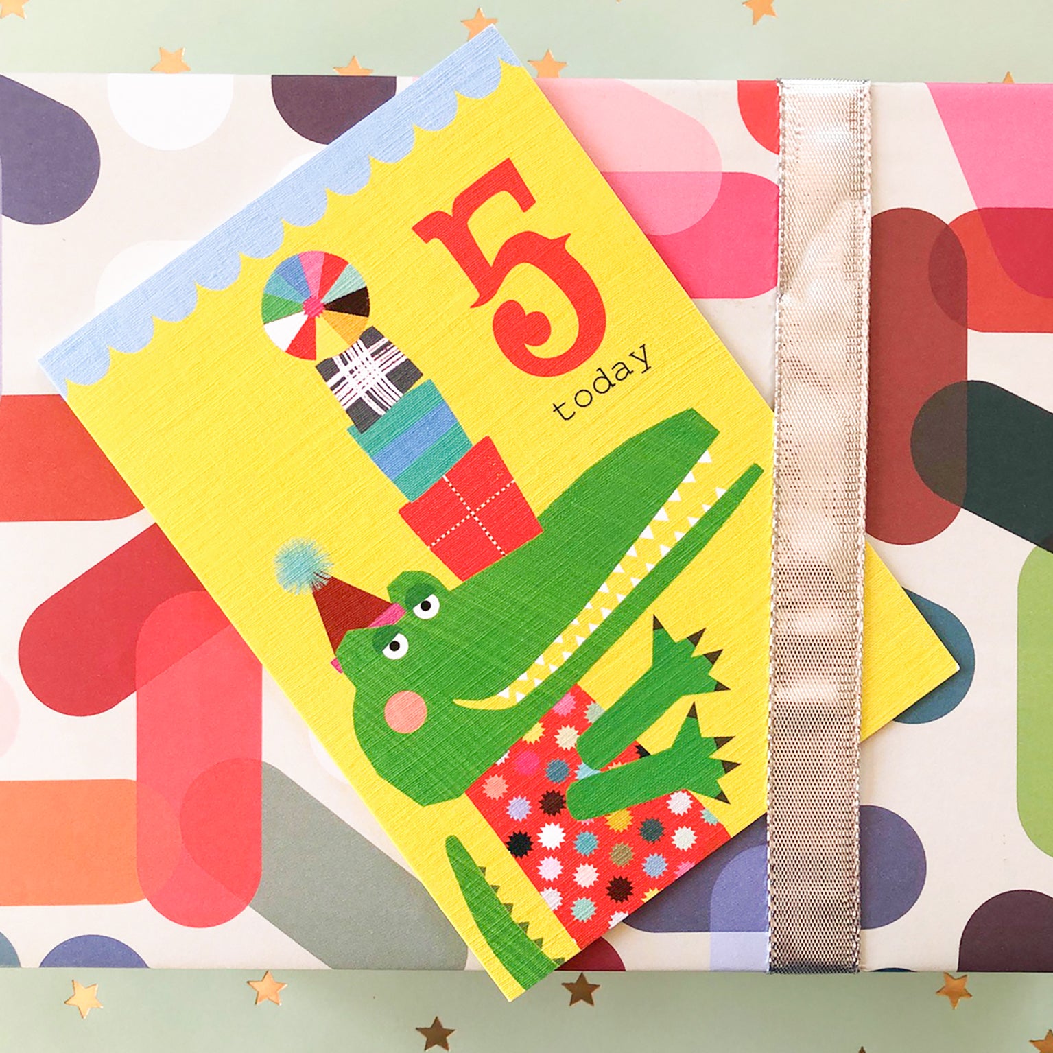 CZ05 crocodile 5th birthday card