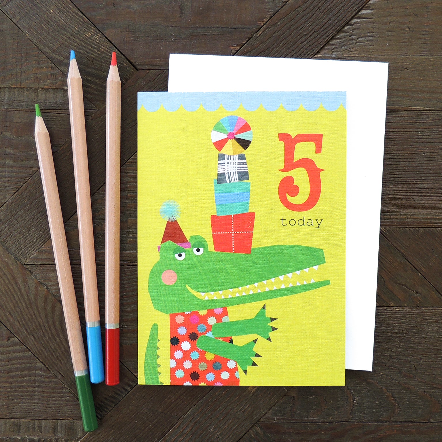 CZ05 crocodile 5th birthday card