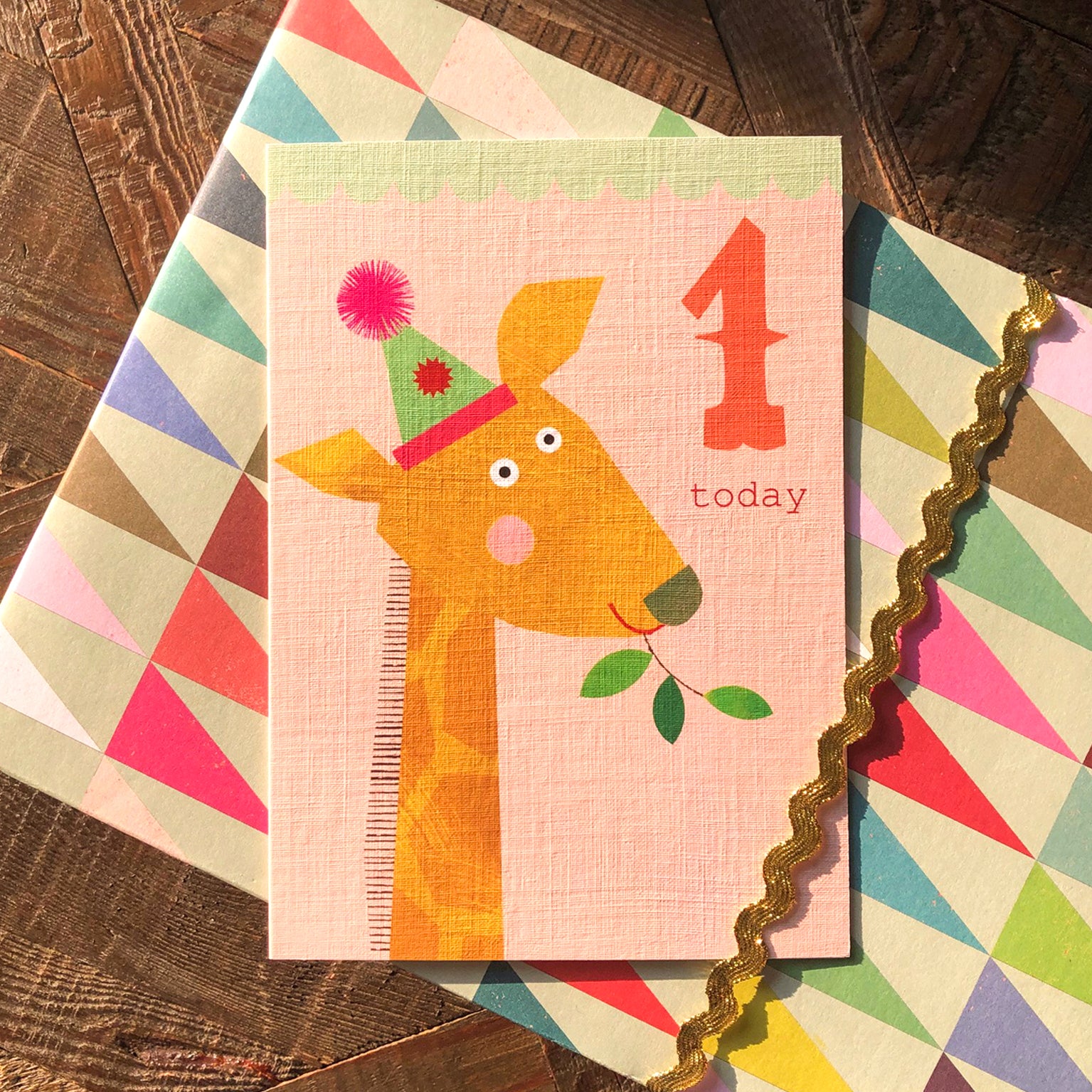 CZ07 giraffe 1st birthday card