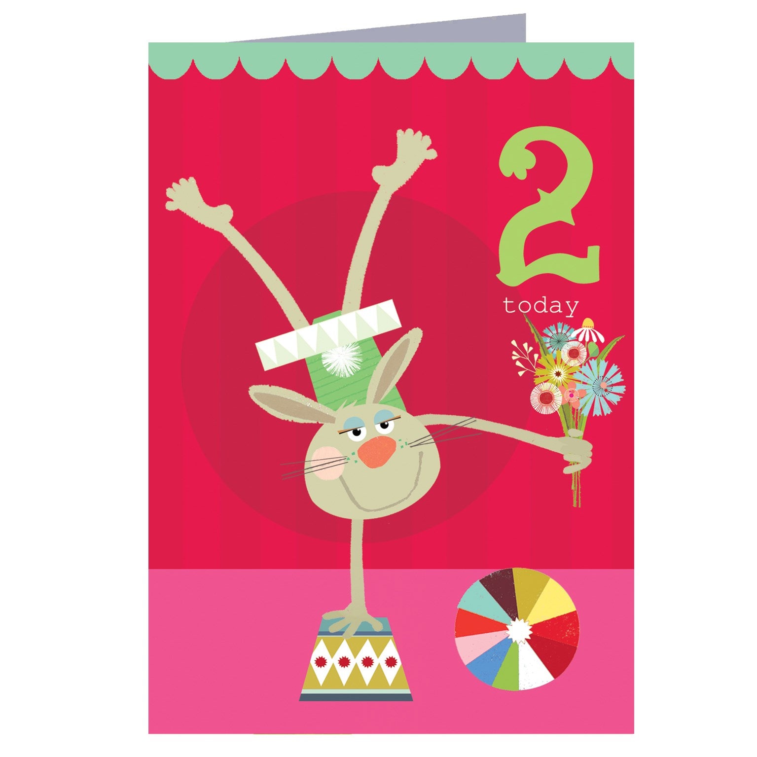 CZ08 rabbit 2nd birthday card