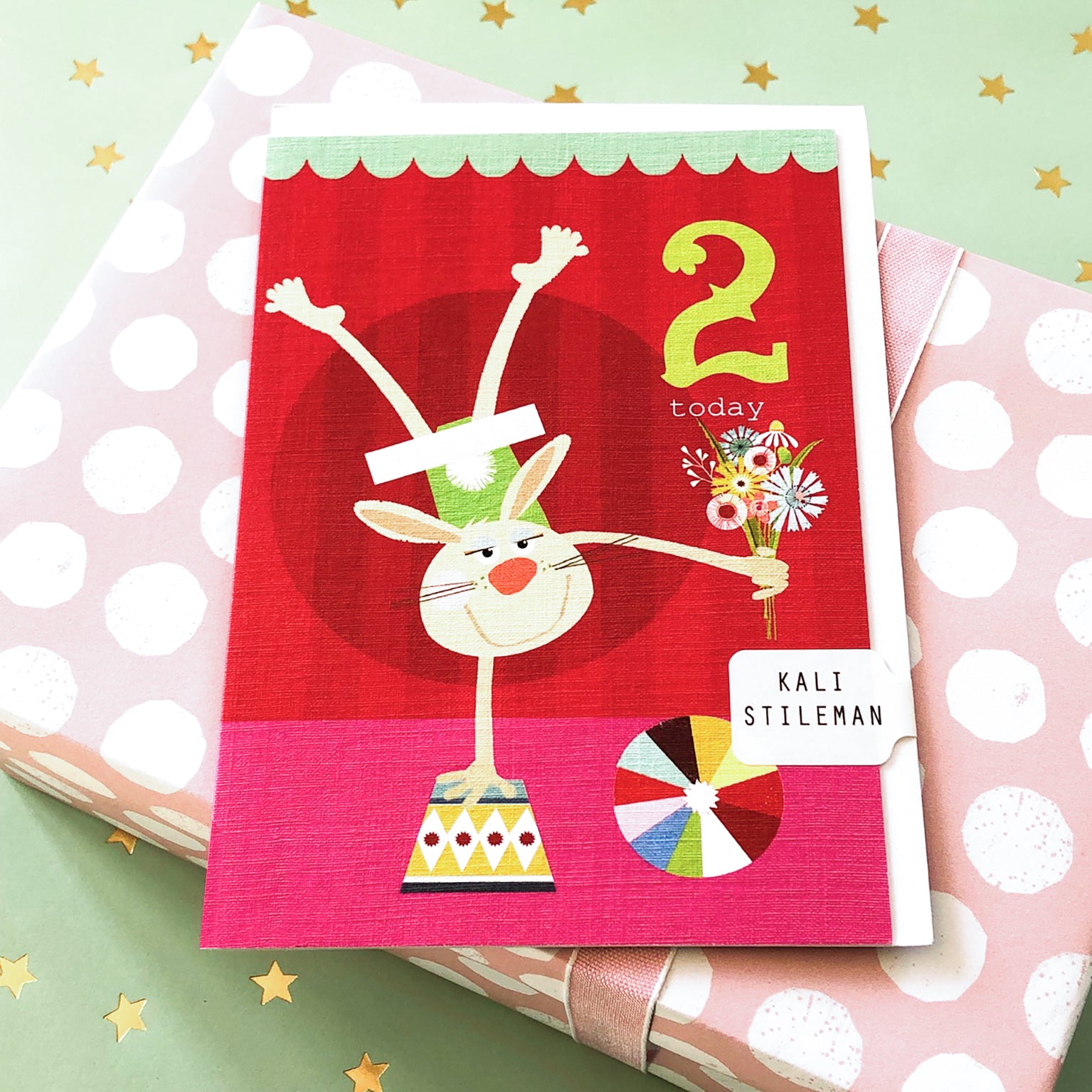 CZ08 rabbit 2nd birthday card