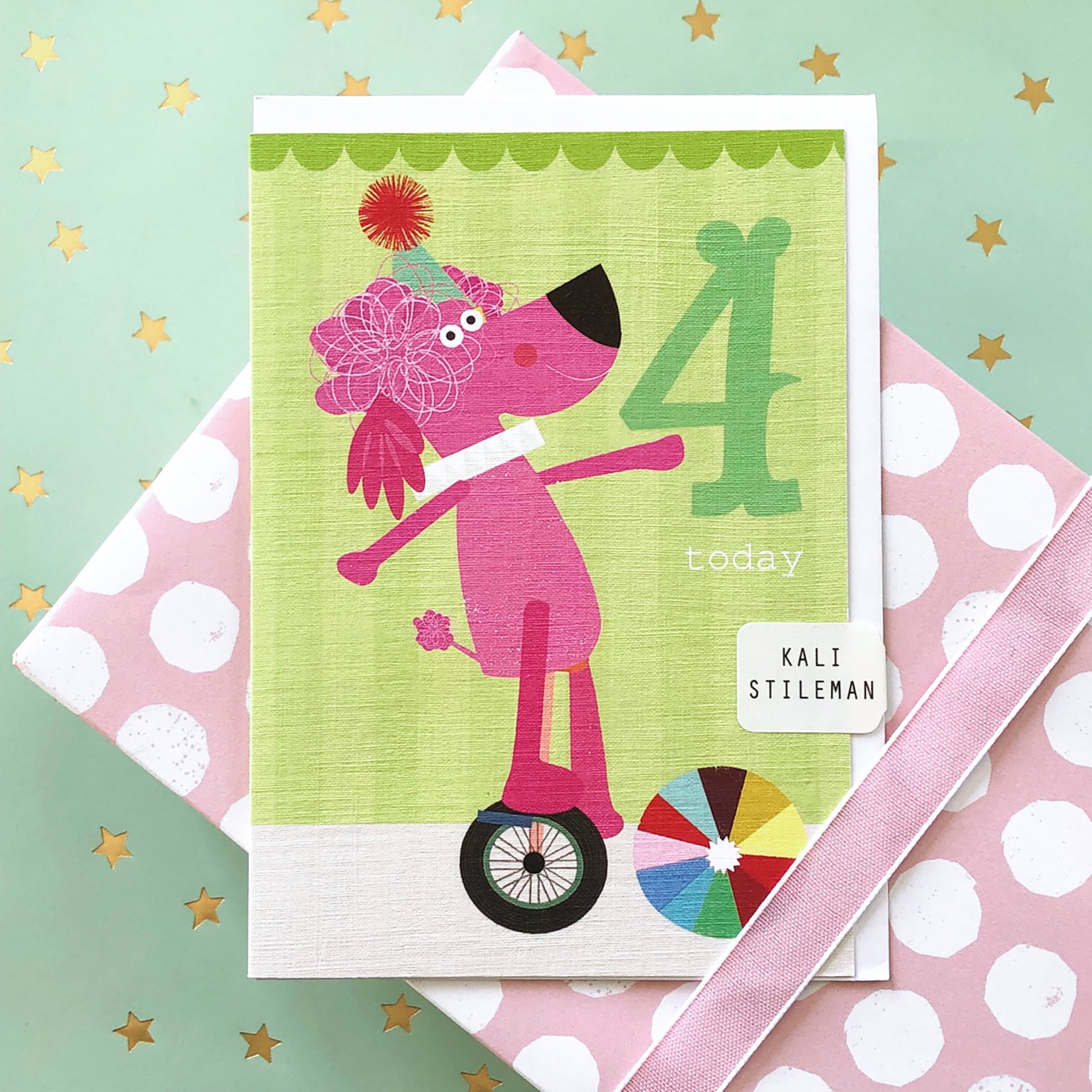 CZ10 poodle 4th birthday card