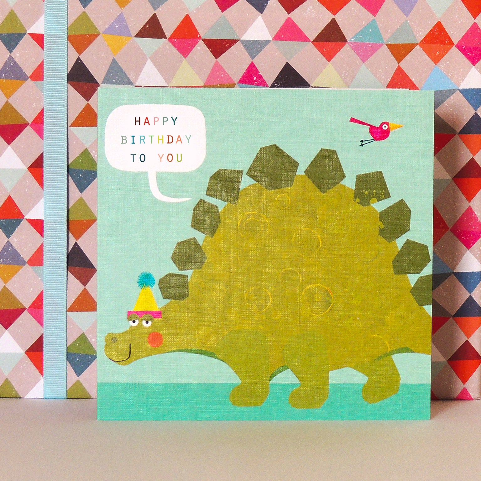 DB08 happy birthday stegosaurus card