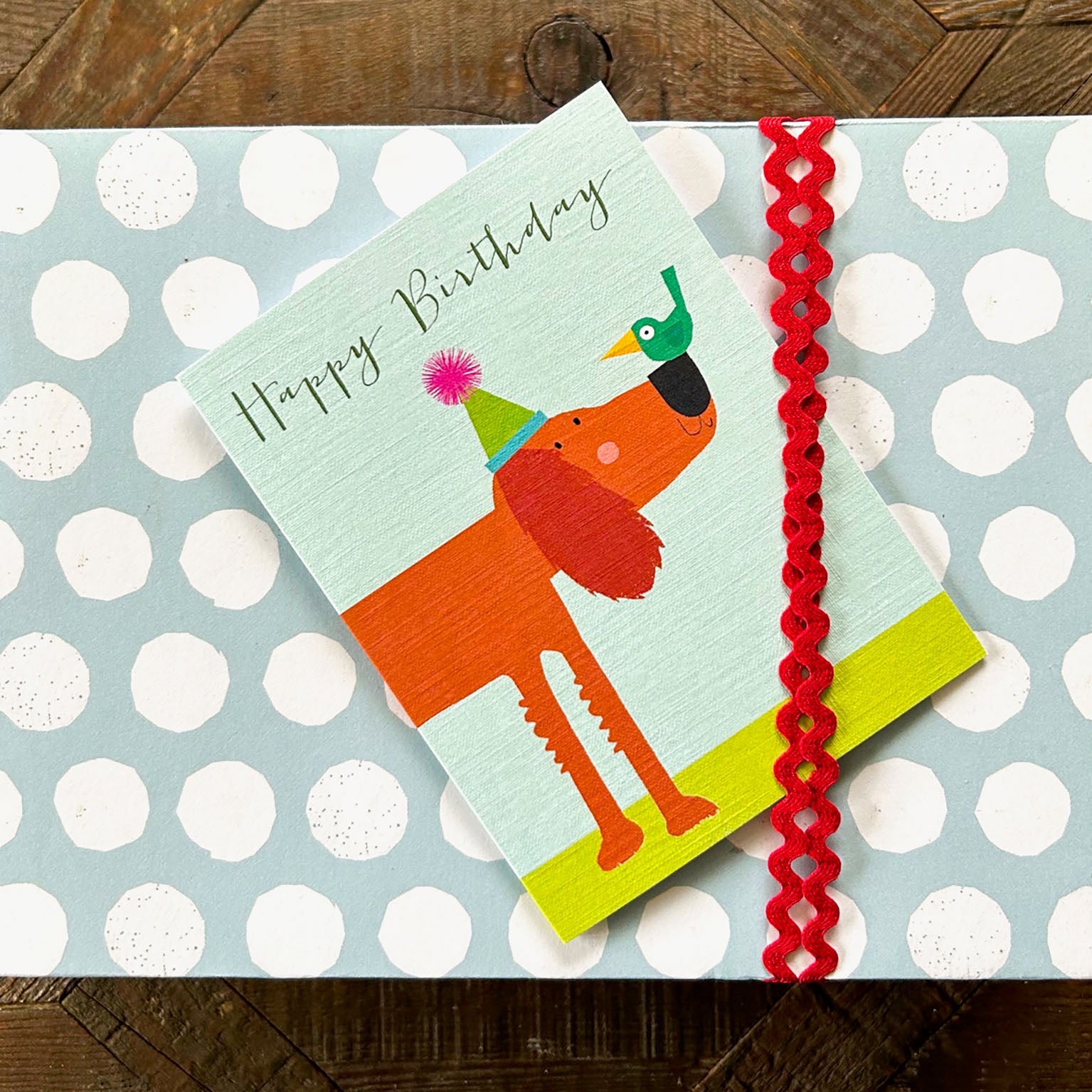 DG01 mini dog and bird birthday card