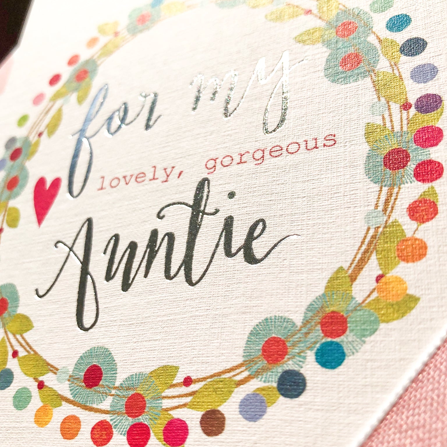 FF01 silver foiled auntie card