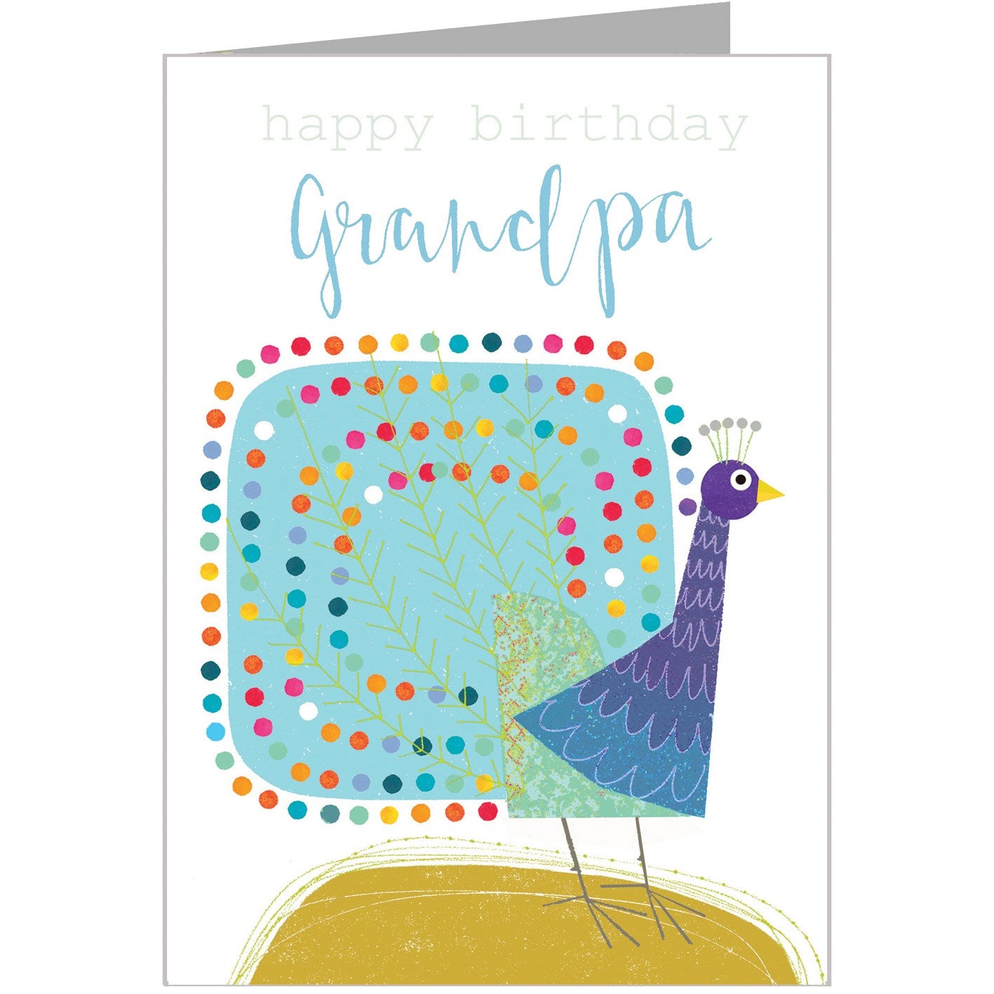 FF05 silver foiled peacock grandpa card