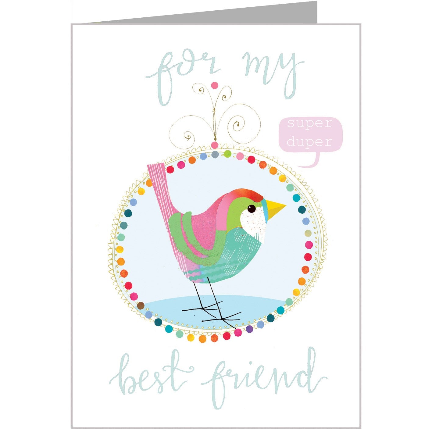 FF07 silver foiled bird best friend card