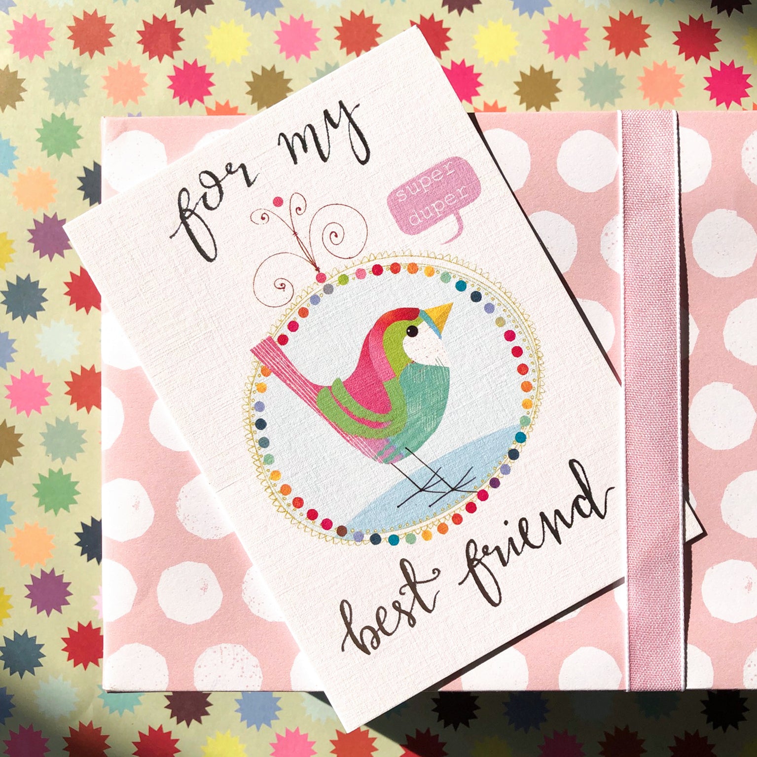 FF07 silver foiled bird best friend card