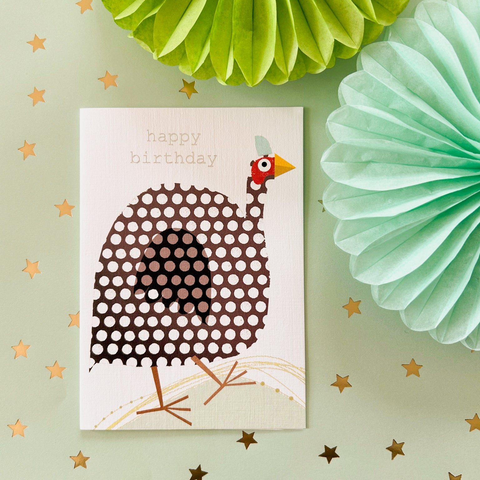 FF19 silver foiled guinea fowl card