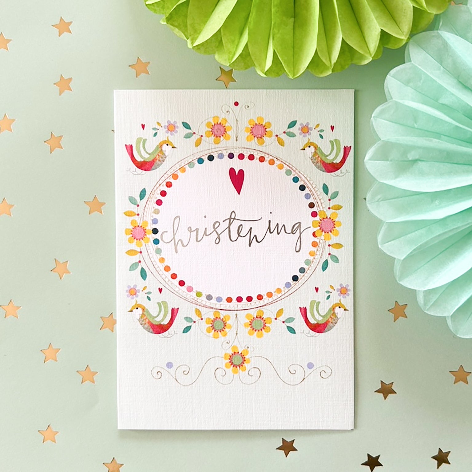 FF20 silver foiled christening greetings card