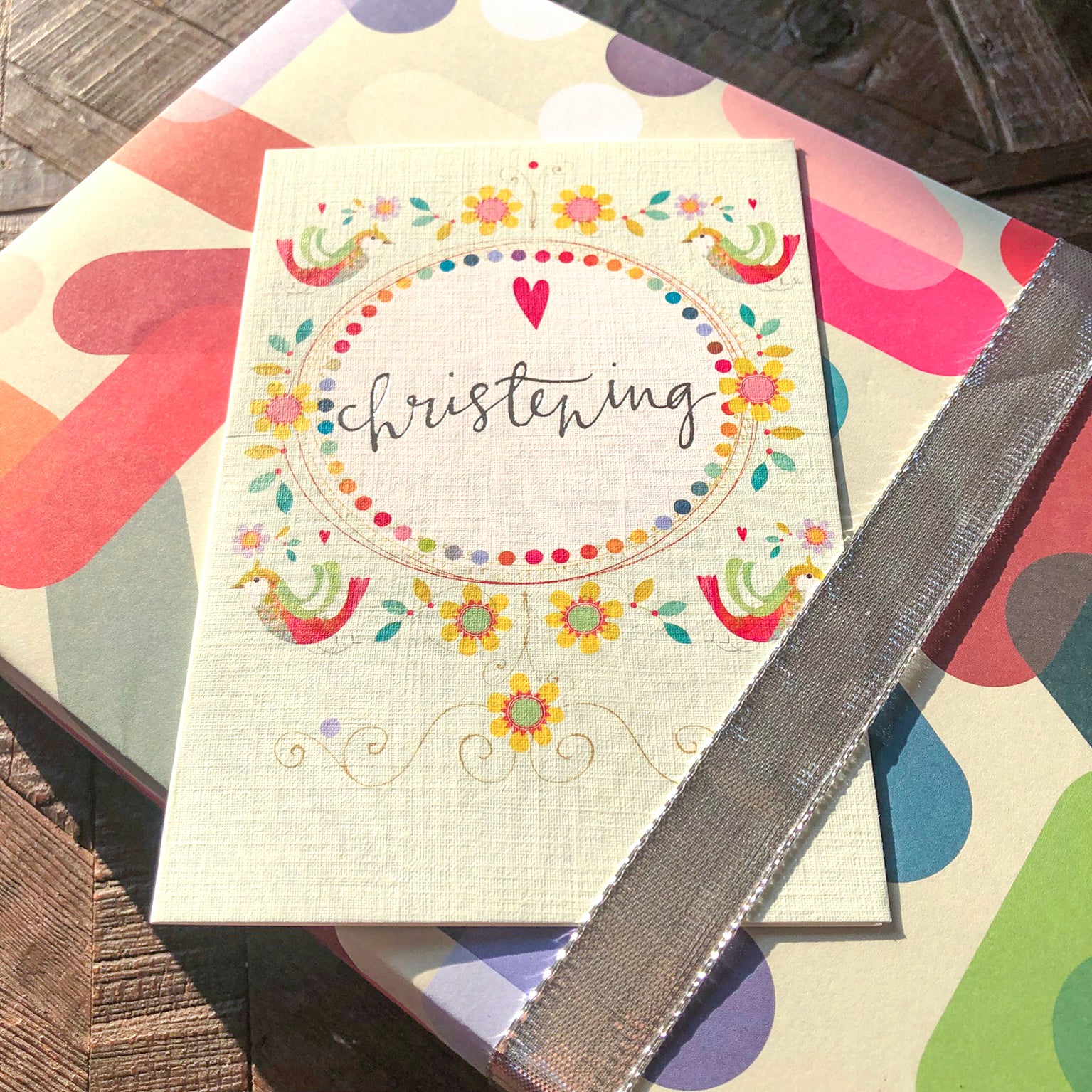 FF20 silver foiled christening greetings card