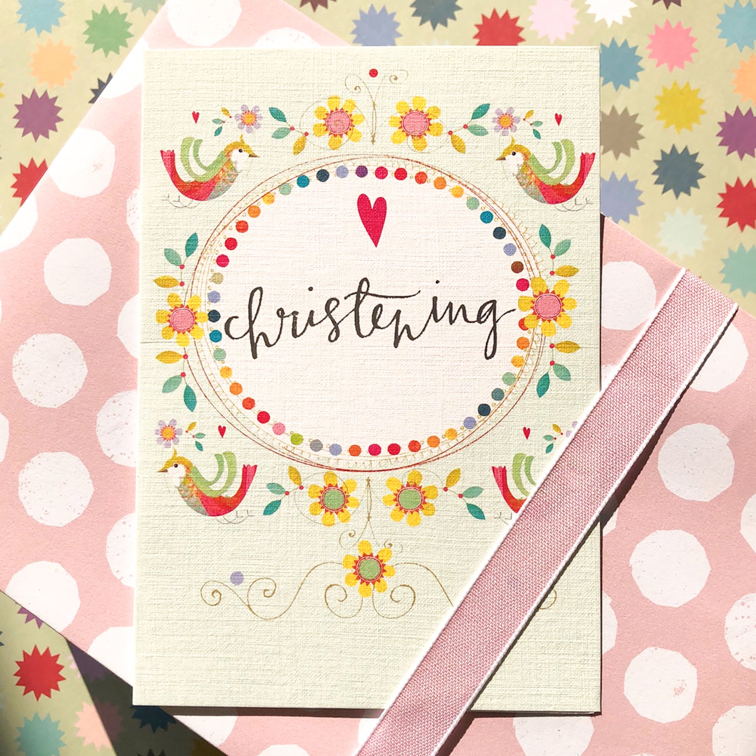 FF20 silver foiled christening greetings card