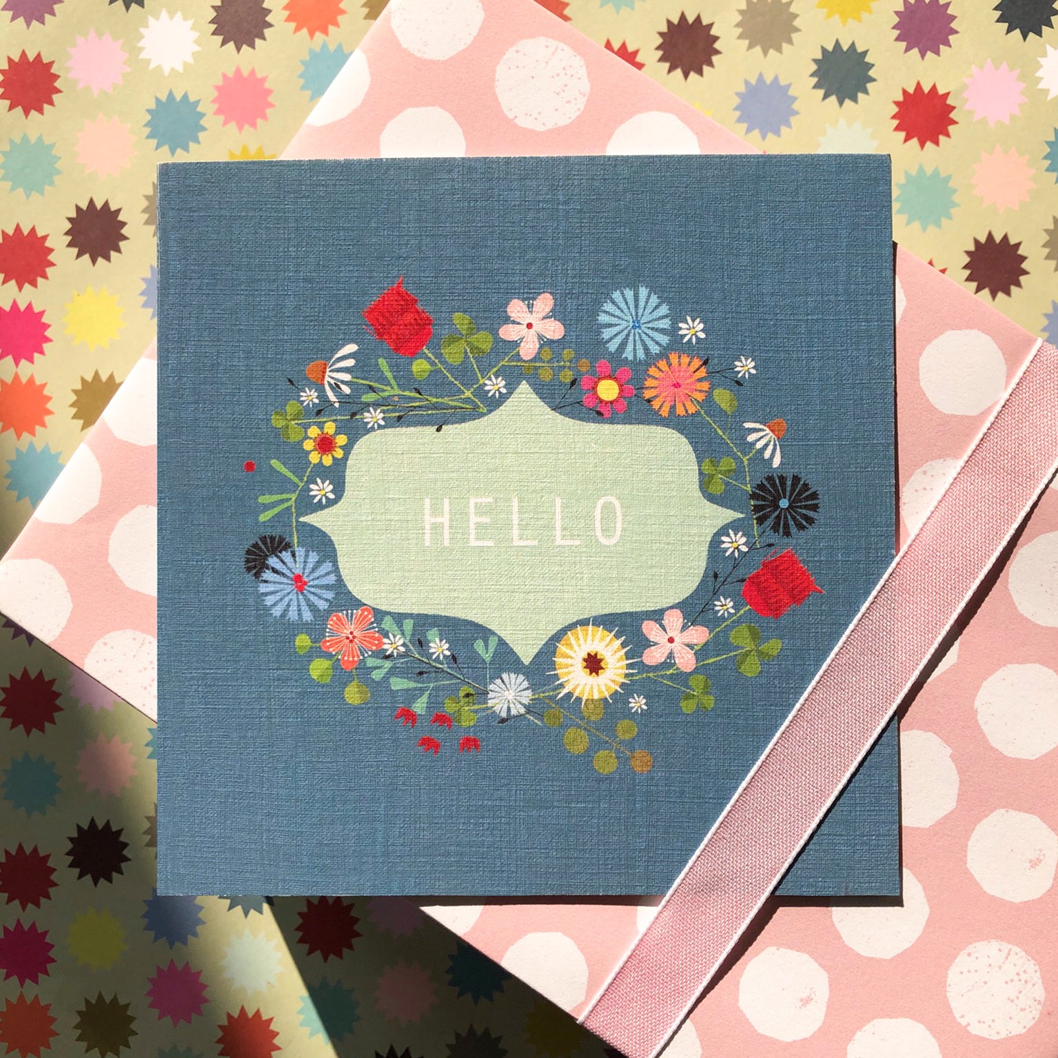 FL01 floral hello greetings card