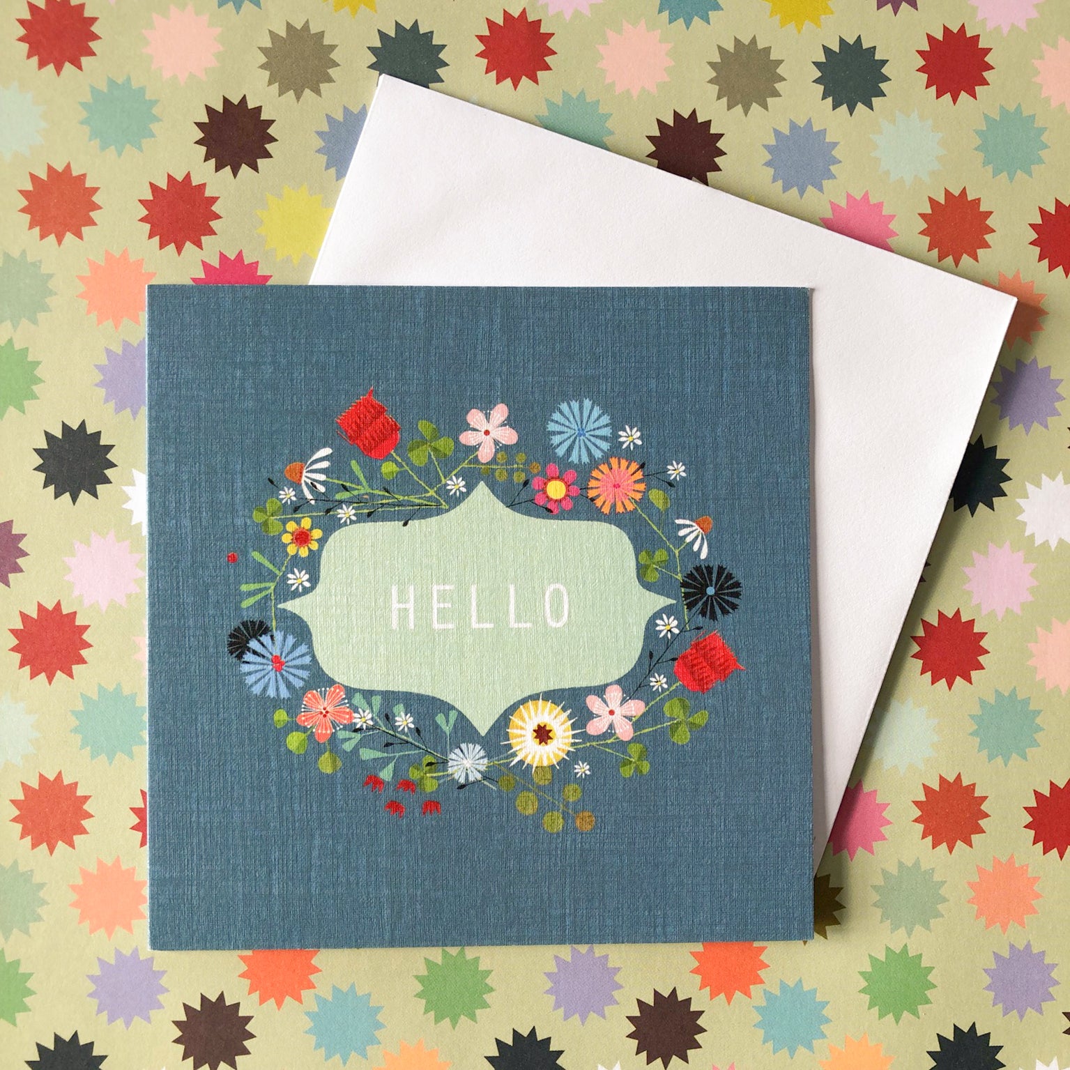 FL01 floral hello greetings card