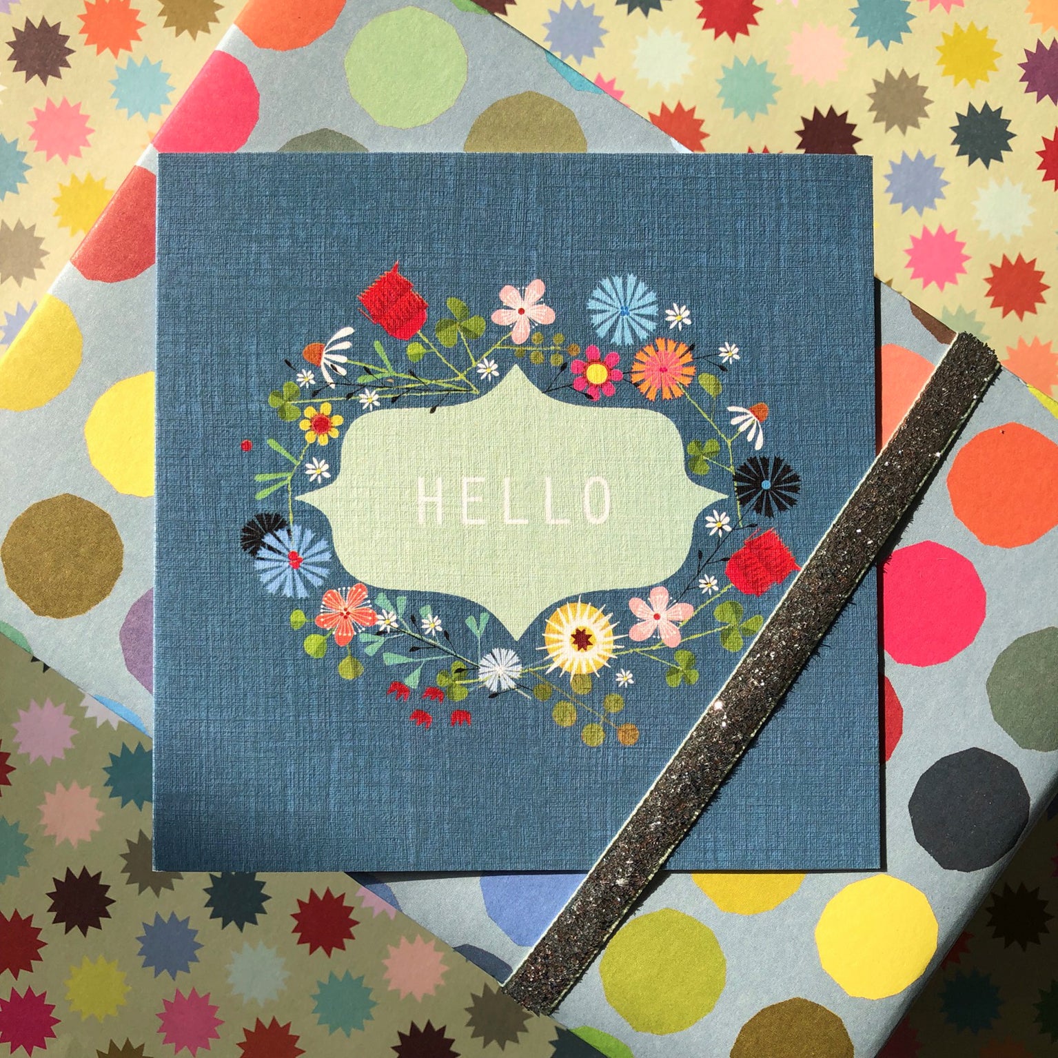 FL01 floral hello greetings card