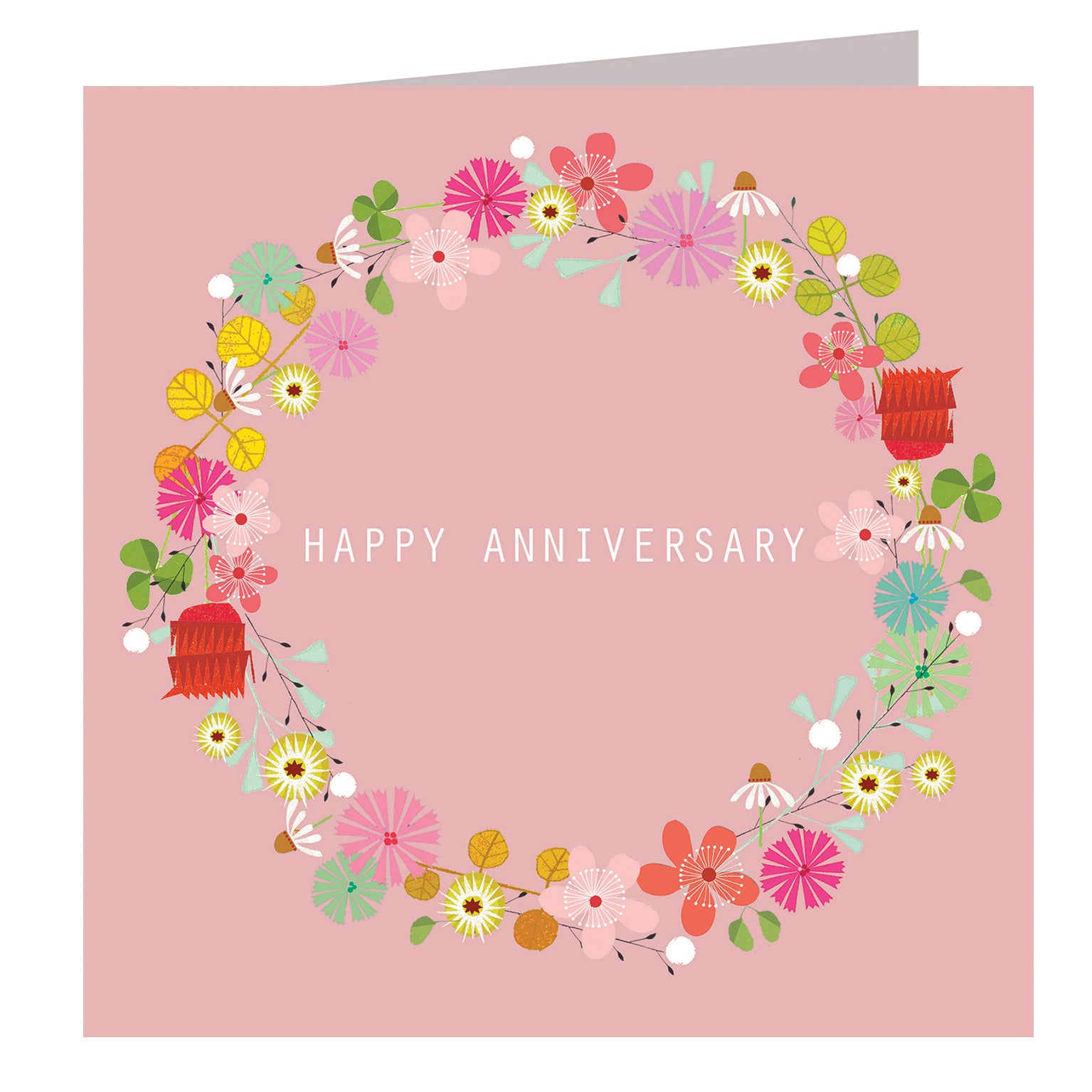 FL12 floral anniversary greetings card