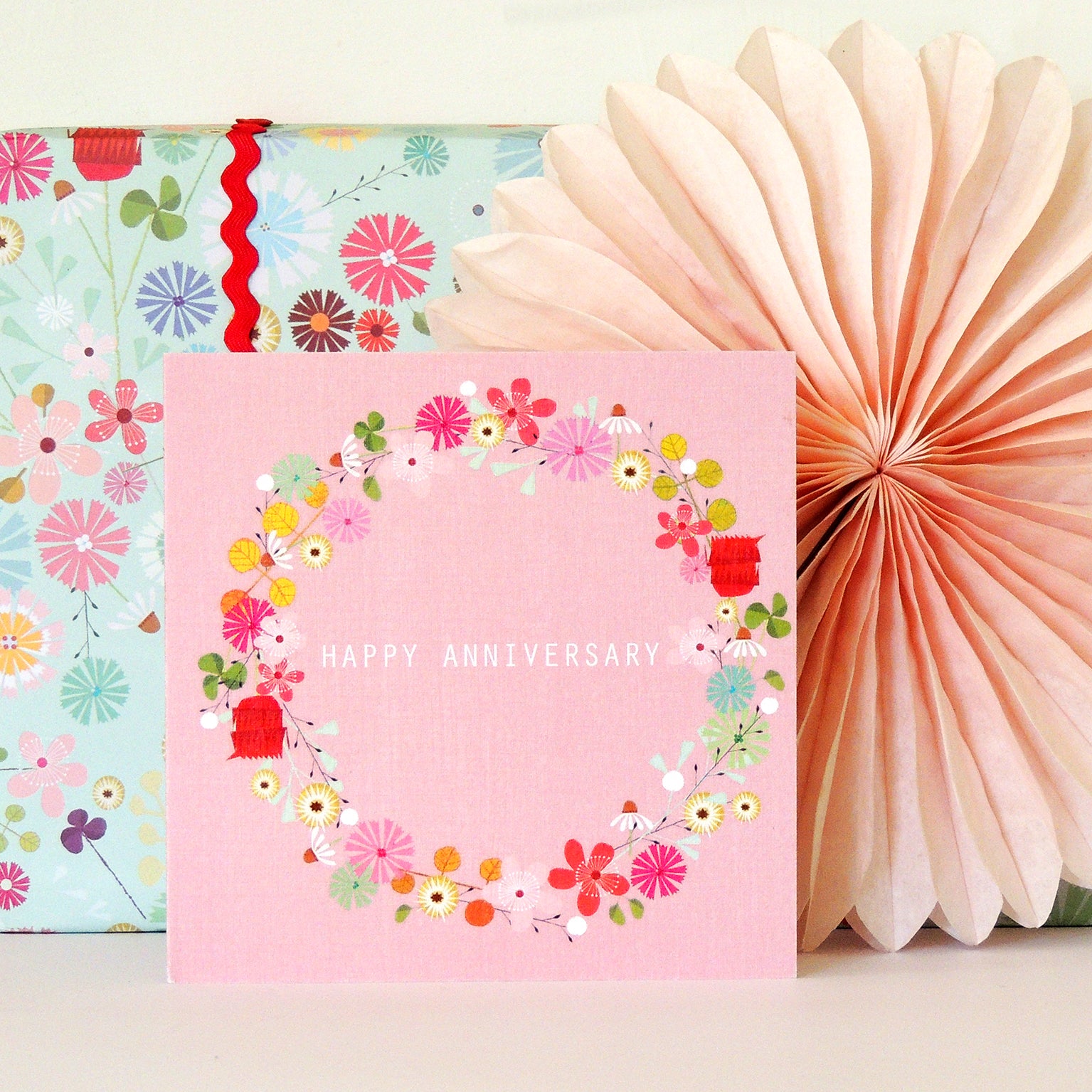 FL12 floral anniversary greetings card