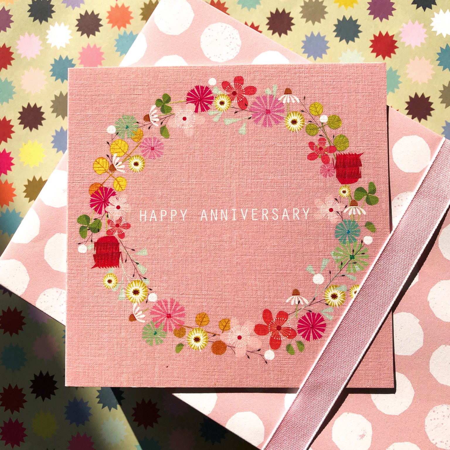 FL12 floral anniversary greetings card