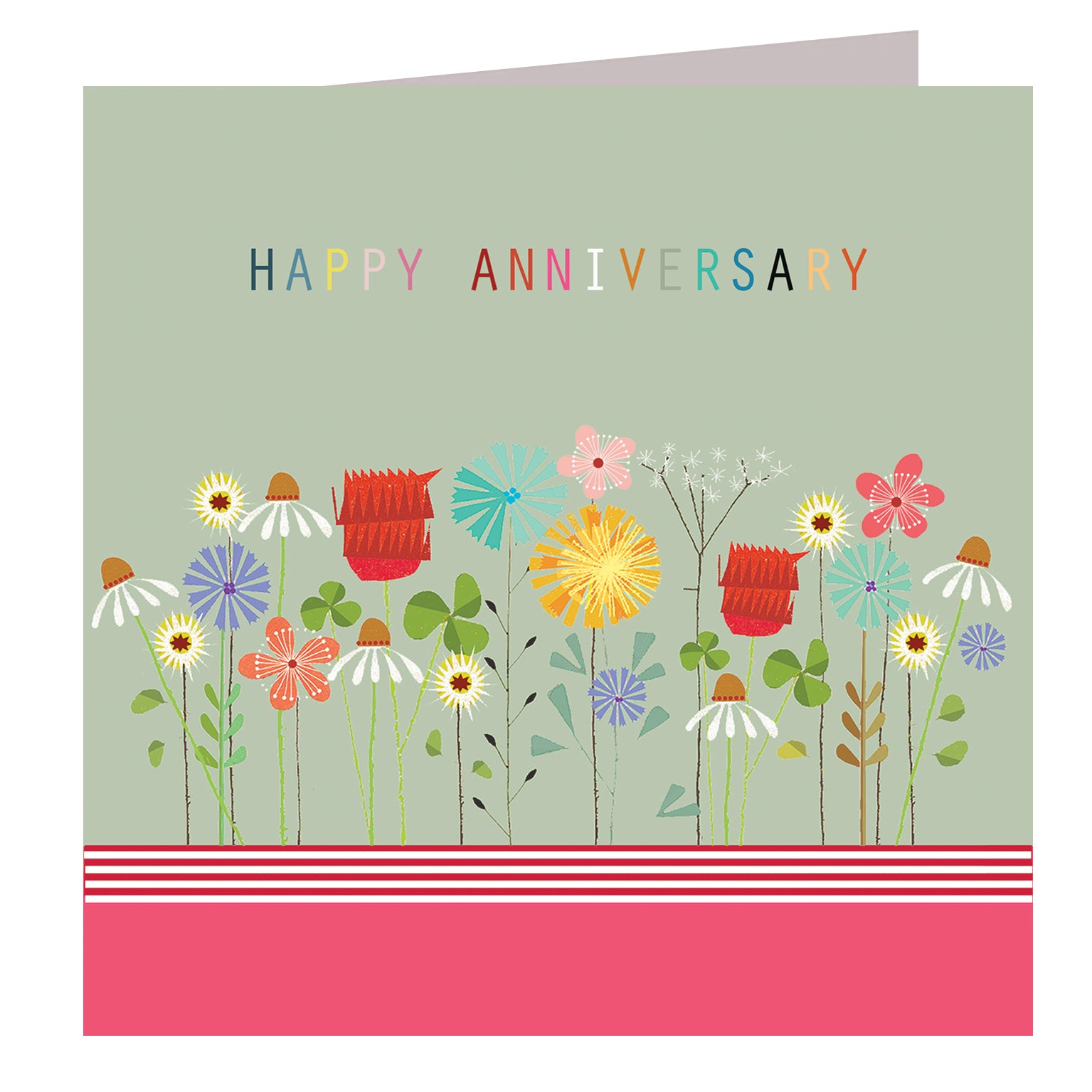 FL13 floral anniversary greetings card